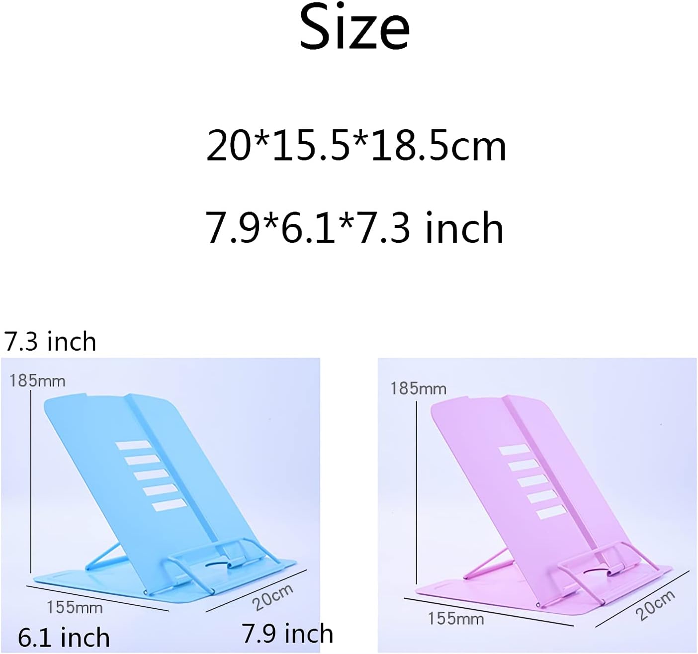 Yuidaaavzz Adjustable Book Stand for Kitchen and Office Blue