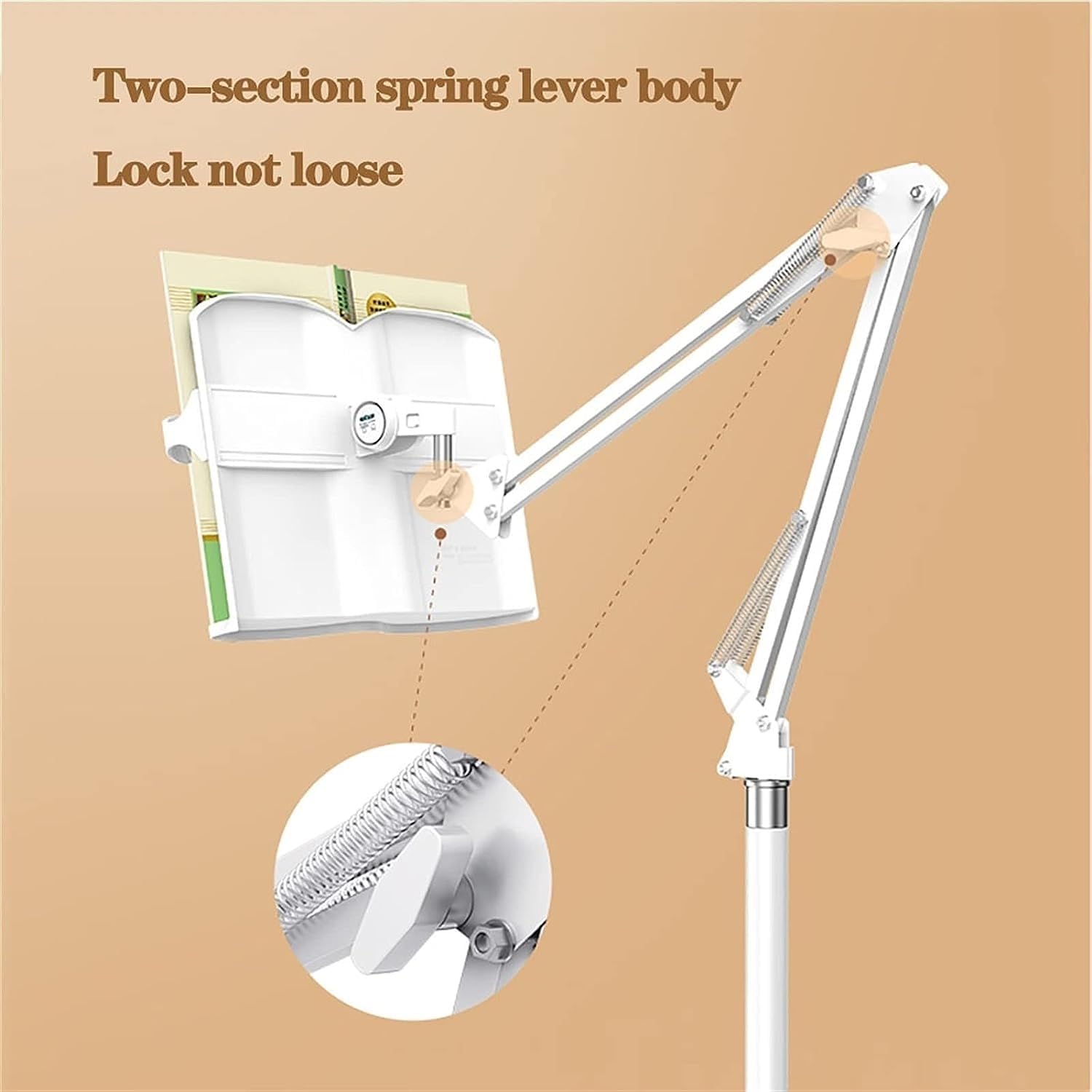 Adjustable Tablet Floor Stand with Swivel Joint and Gooseneck 1
