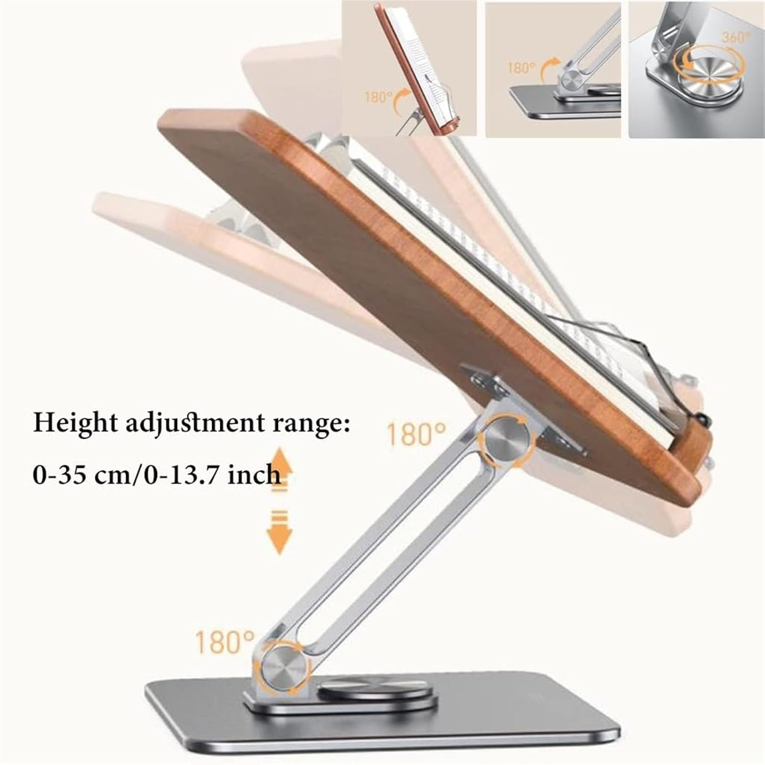 Yuidaaavzz Adjustable Book Stand with Rotating Base and Page Clips