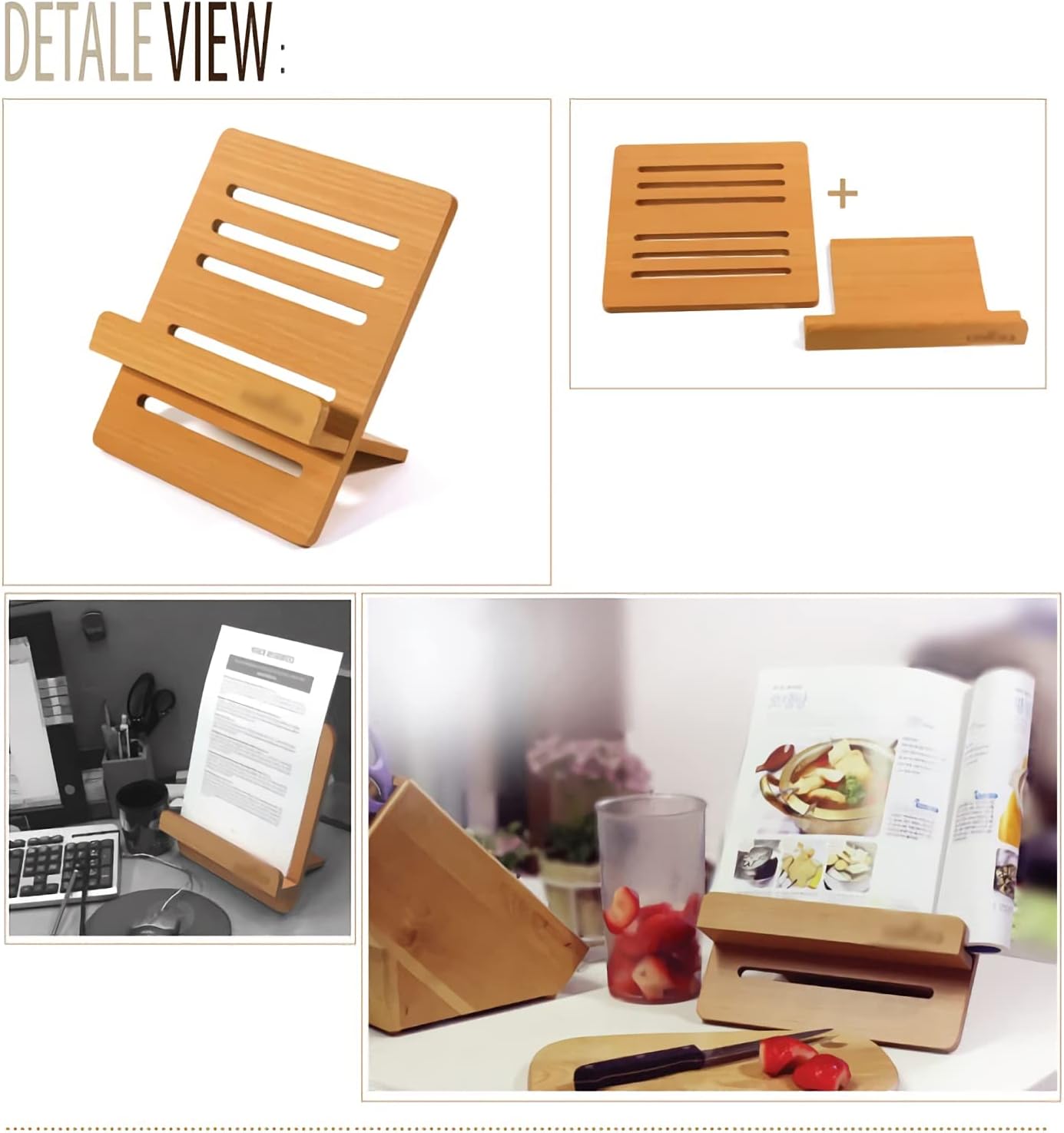 Adjustable Height Book Stand with Angle and Tablet Holder