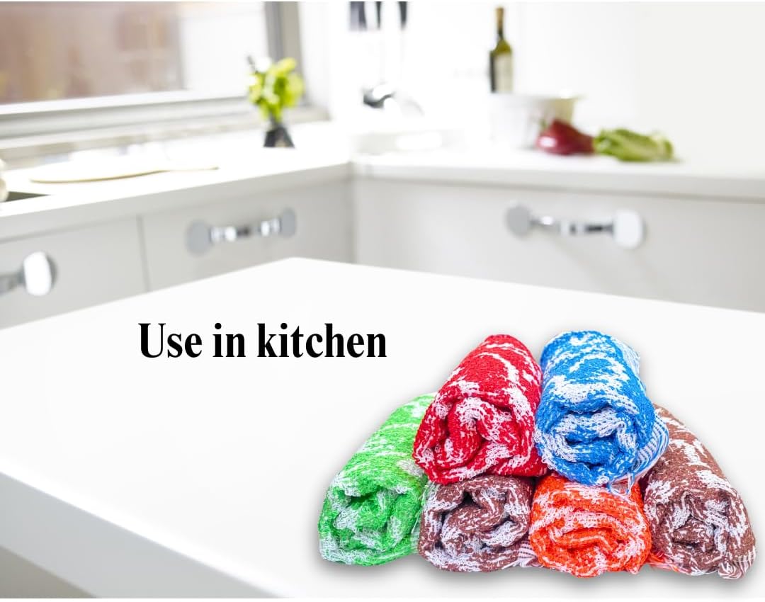 6 Piece Multi-Color Cotton Dish Towel Set