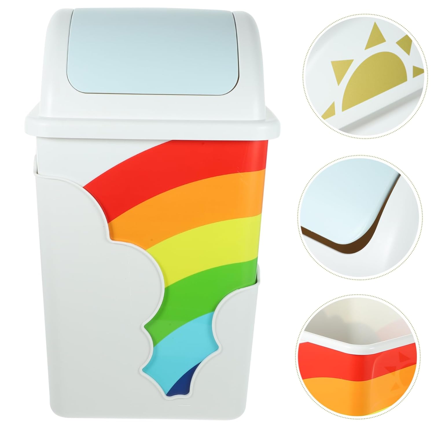 BUGUUYO Touchless Rainbow Swing-top Trash Can