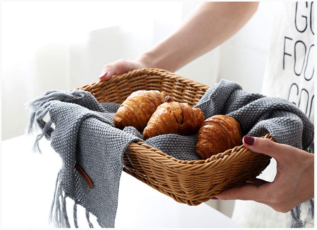Teng Lang 12 Poly Wicker Bread Baskets with Design