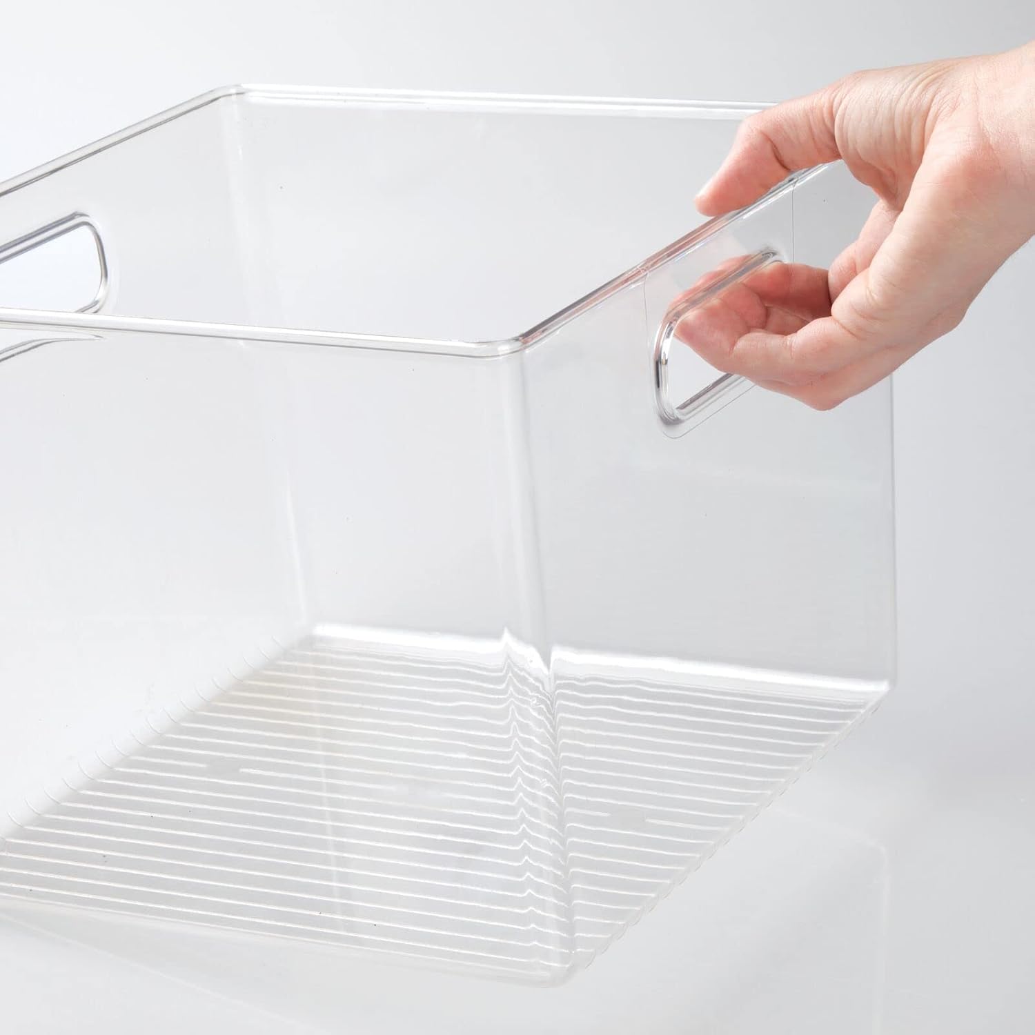 mDesign Clear Plastic Storage Bins with Handles 8 Pack 1