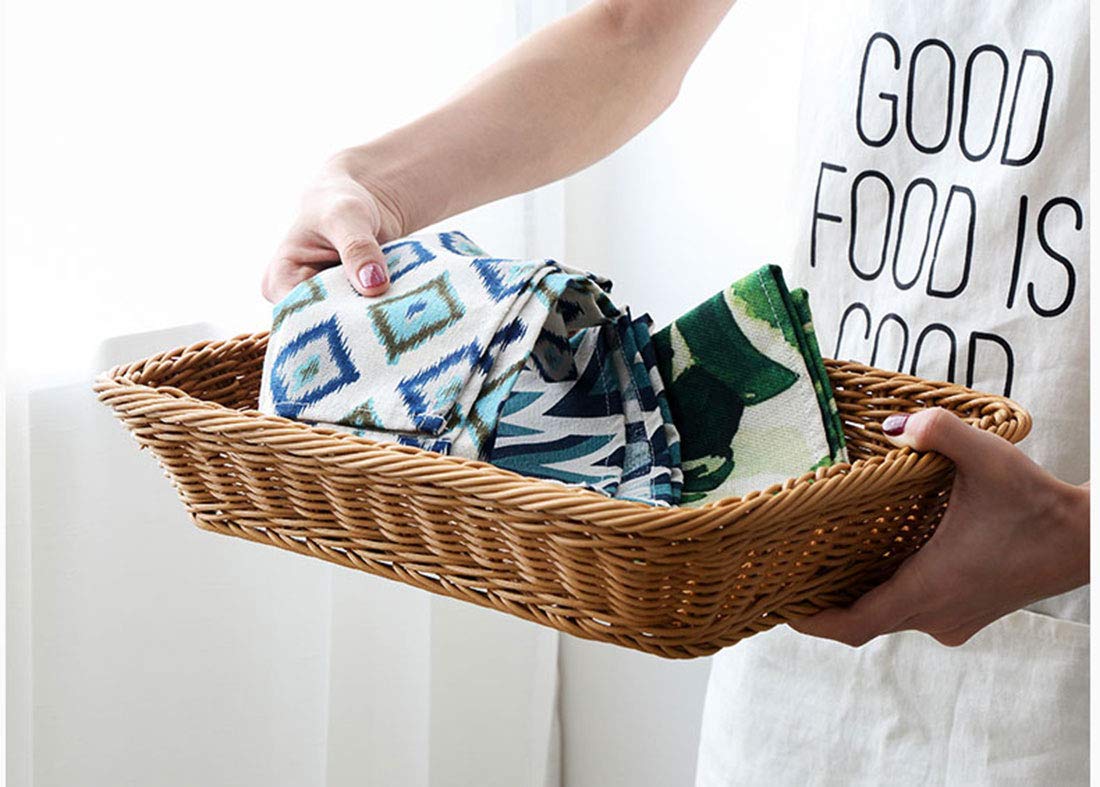 Teng Lang 12 Poly Wicker Bread Baskets with Design