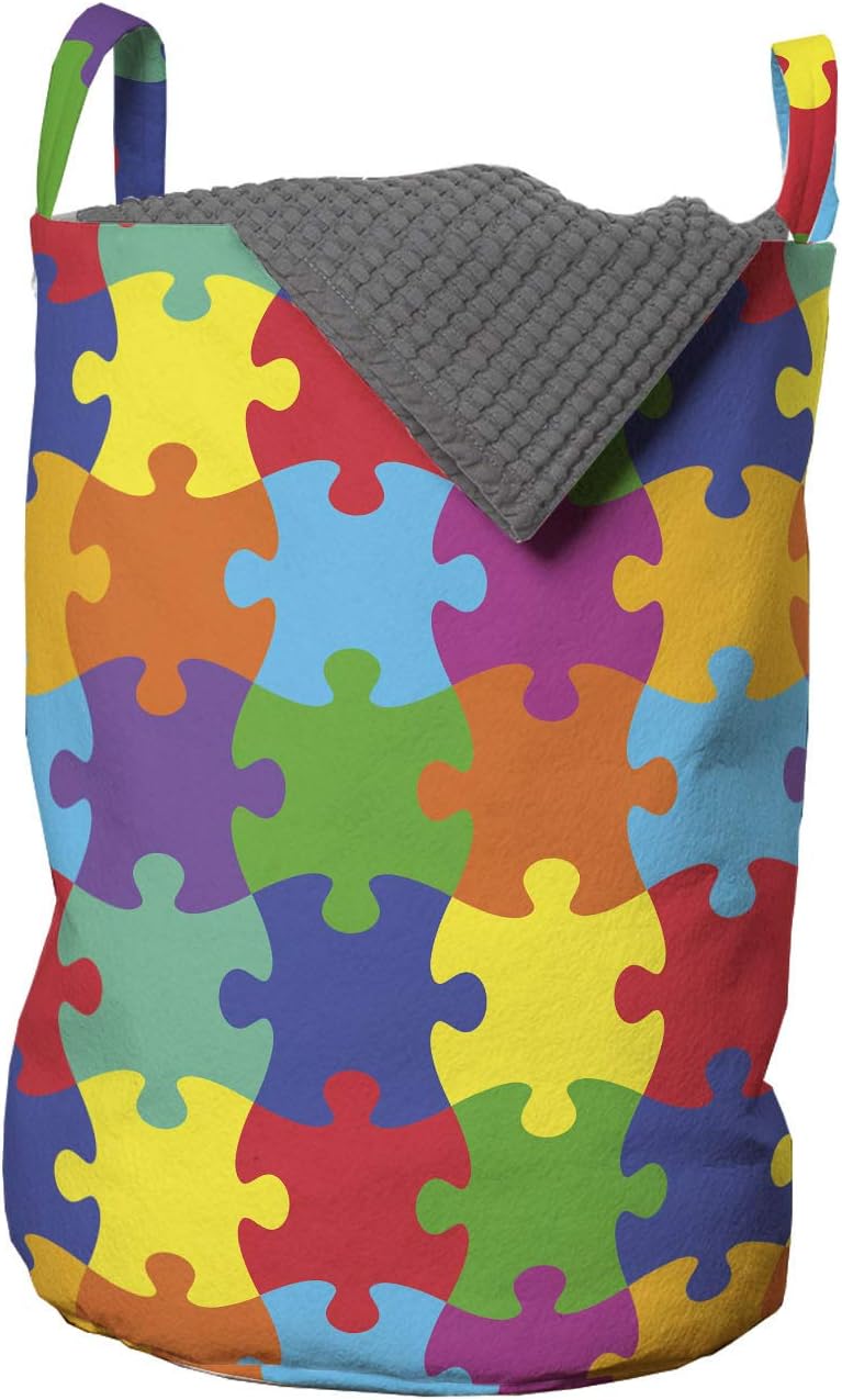 Ambesonne Multicolor Laundry Basket with Handles