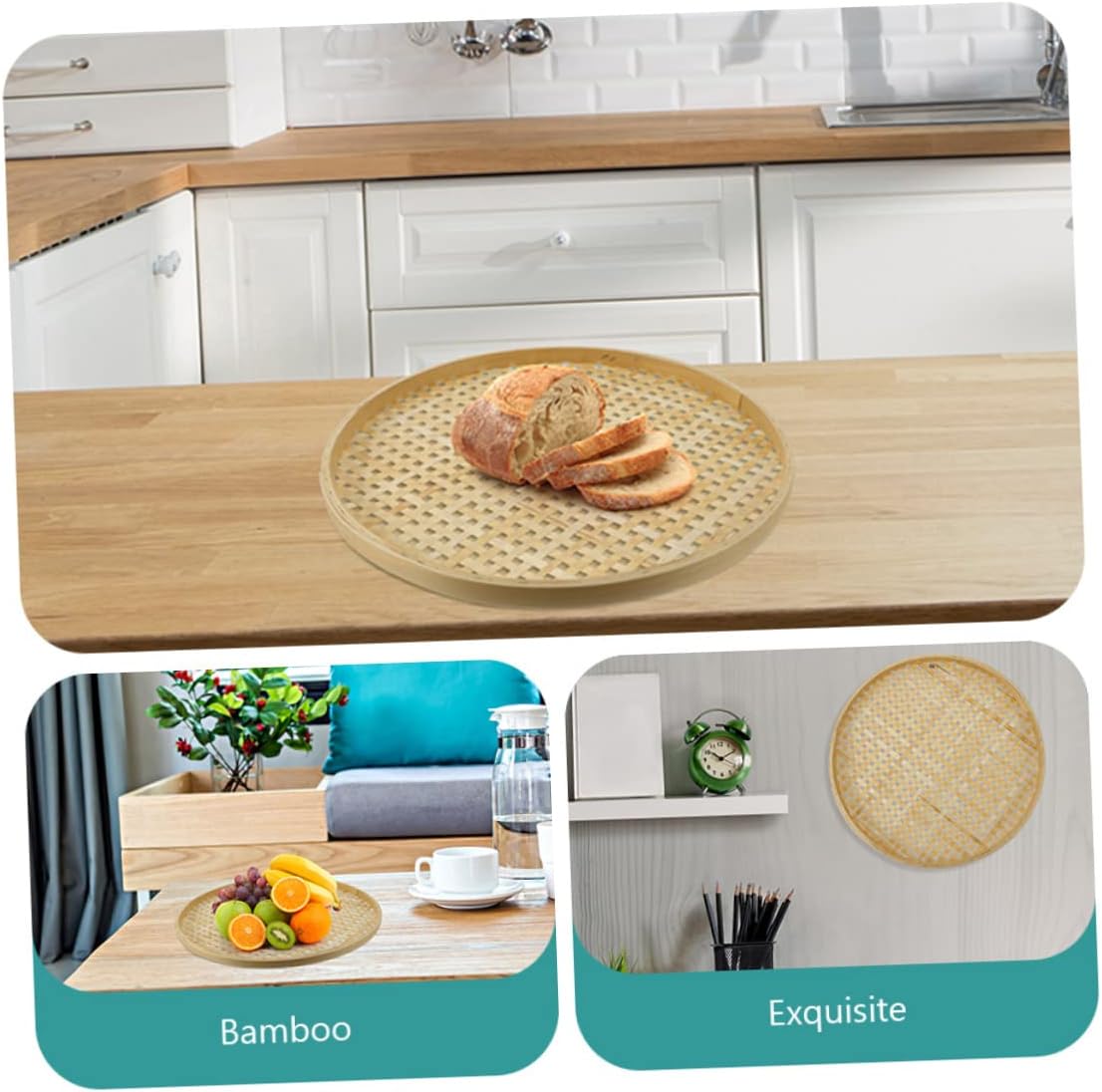 BEBEMOKO Bamboo Sieve Colander Storage Basket