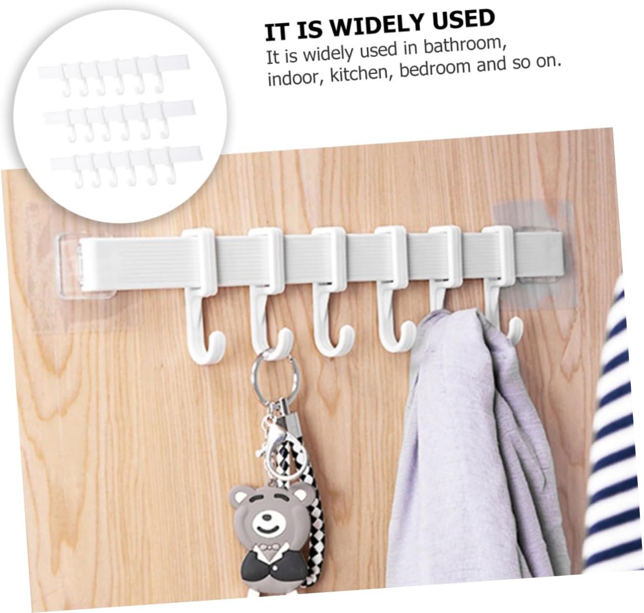 3Pcs Plastic Adhesive Hook Racks for Bathroom and Kitchen Storage