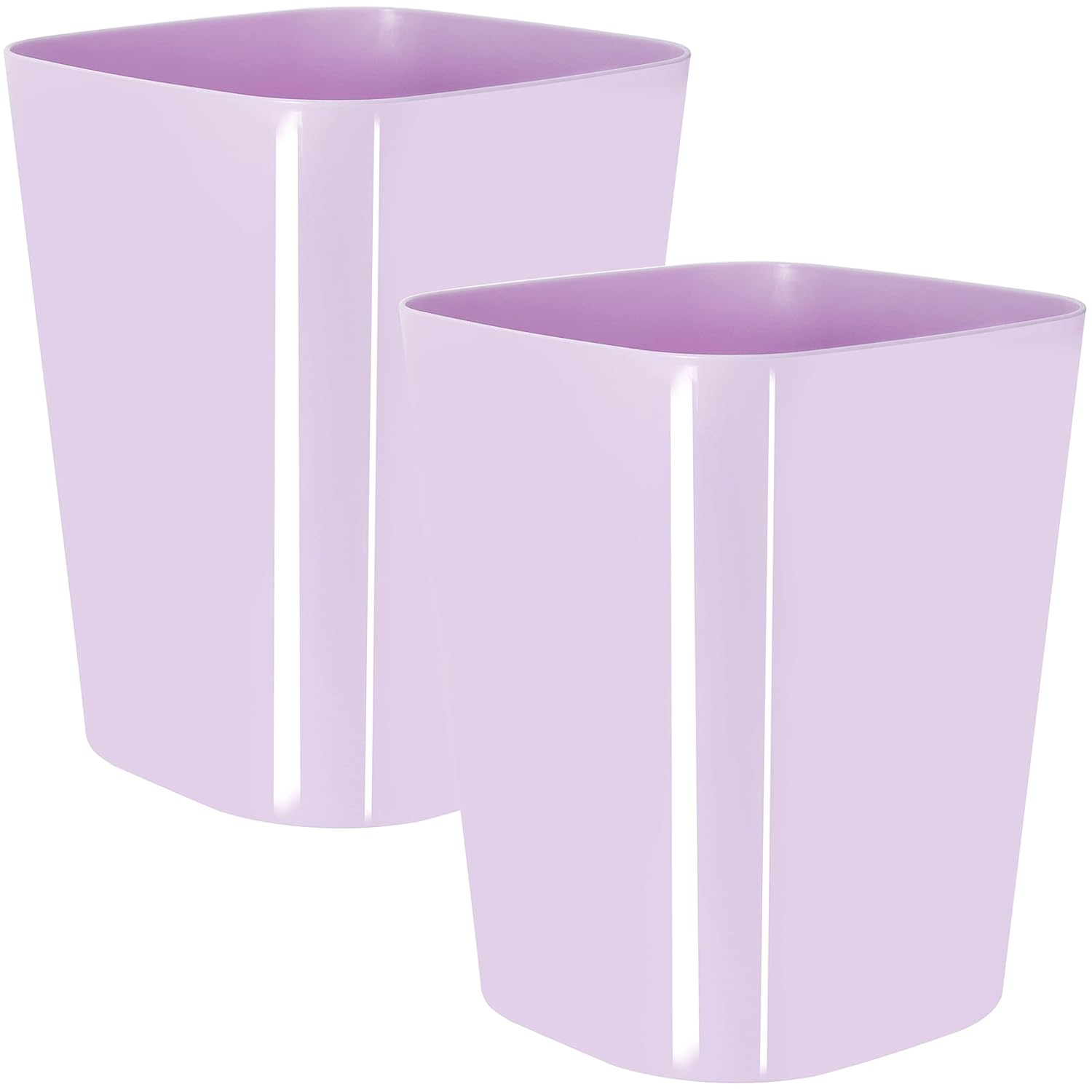 Youngever 2 Pack Square Trash Can 15 Gallon Purple