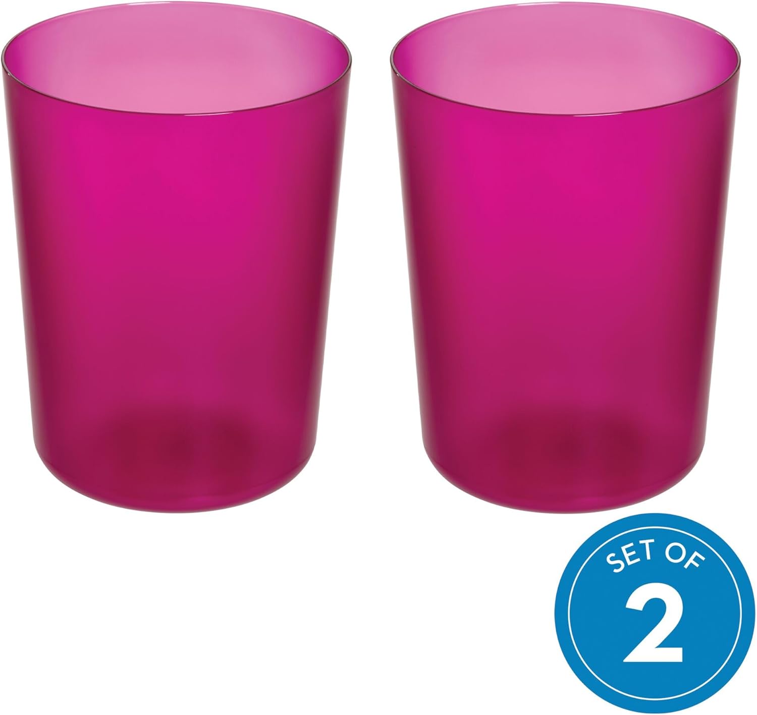 iDesign Small Round Plastic Trash Can Set of 2 - Magenta Pink