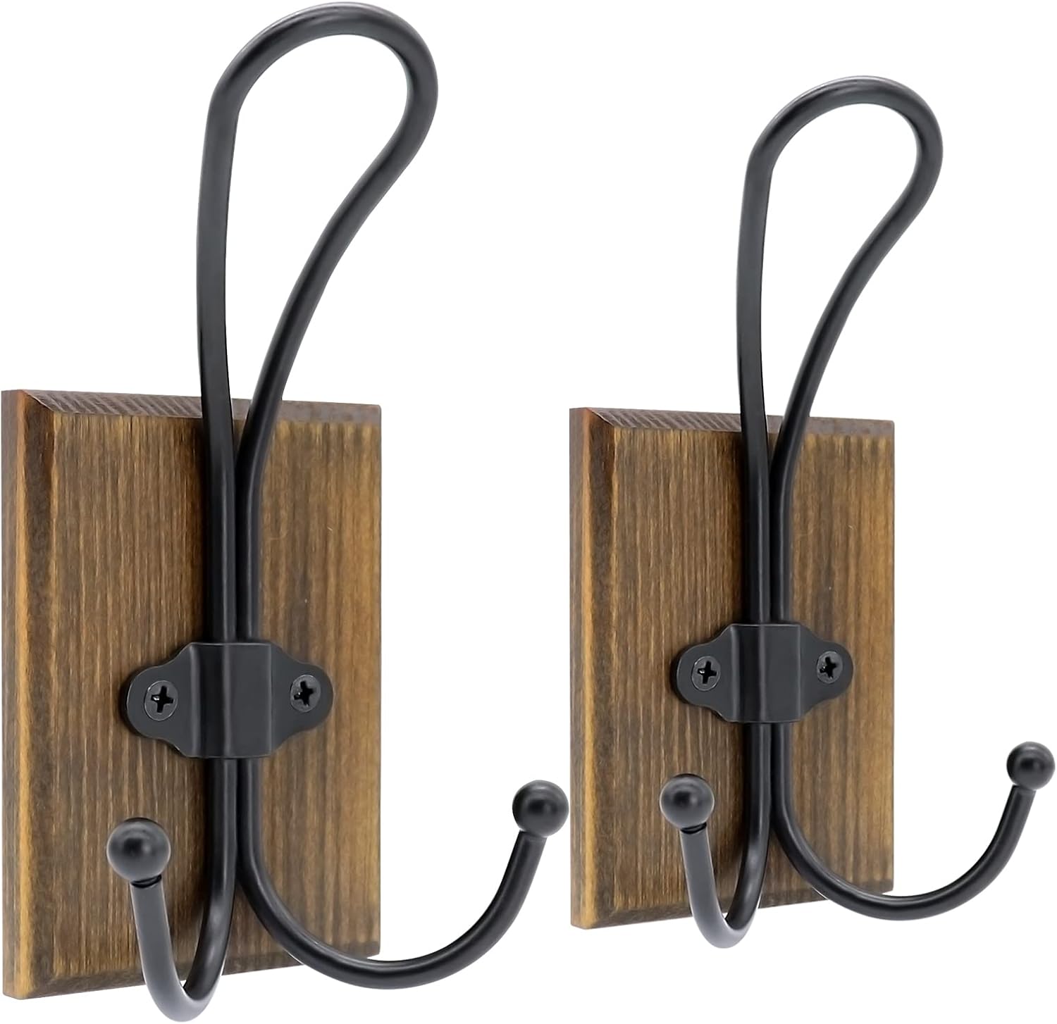 TEGUEPS Double Wall Hooks 2 Pack Rustic Decorative Wood