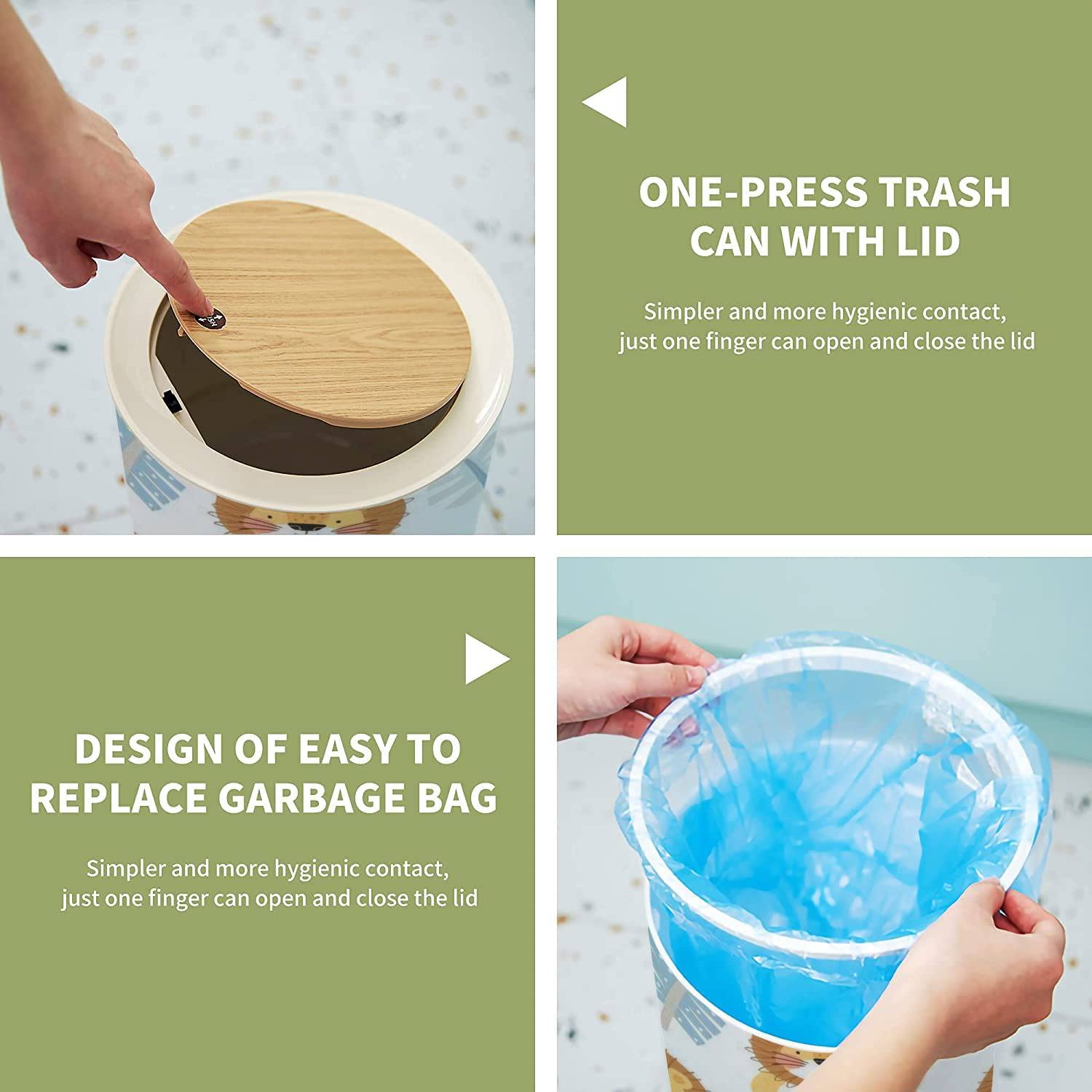 Cute Lion Trash Can with Lid for Home