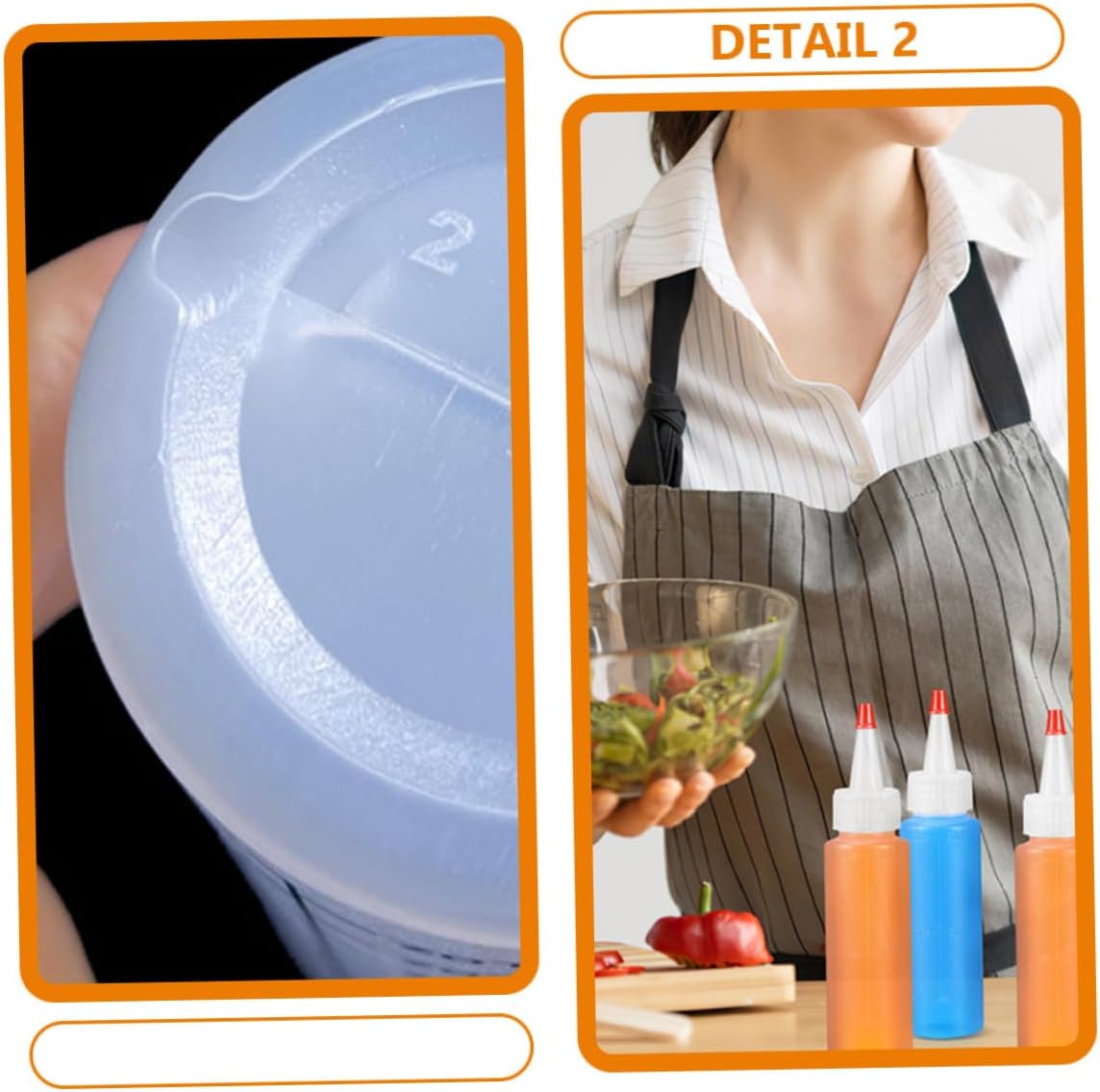 BESTOYARD 15 Piece Condiment Squeeze Bottles 2oz Wide Mouth ABS Plastic