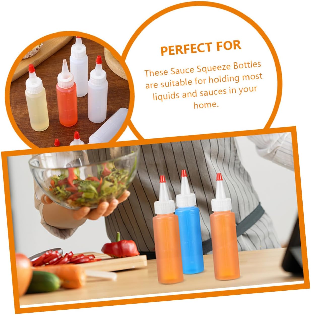 Unomor 15PCS 2oz Squeeze Bottles Condiment Dispensers