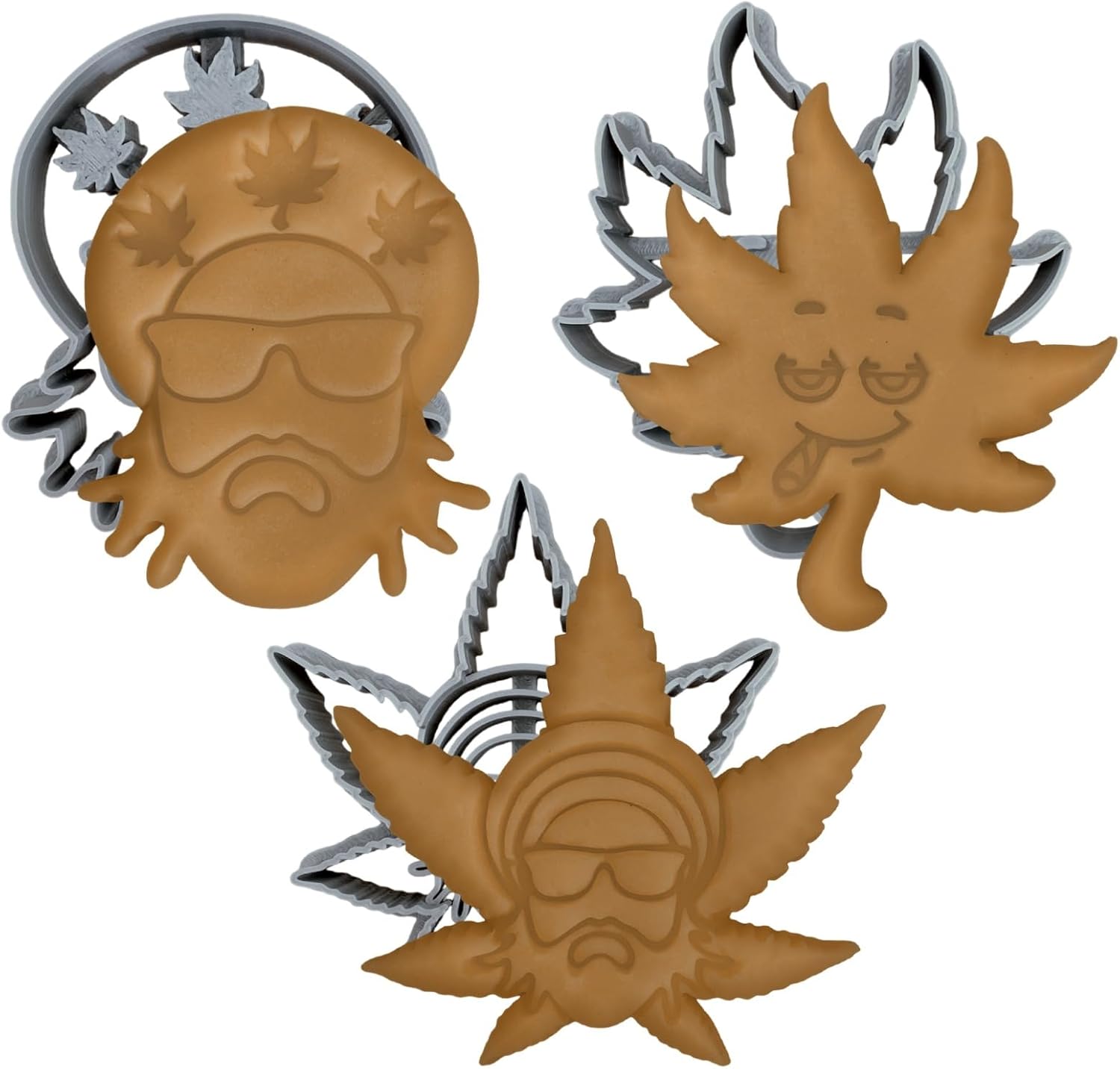 Moose Goods Marijuana Cookie Cutters Set Of 3 Hemp Weed Shaped