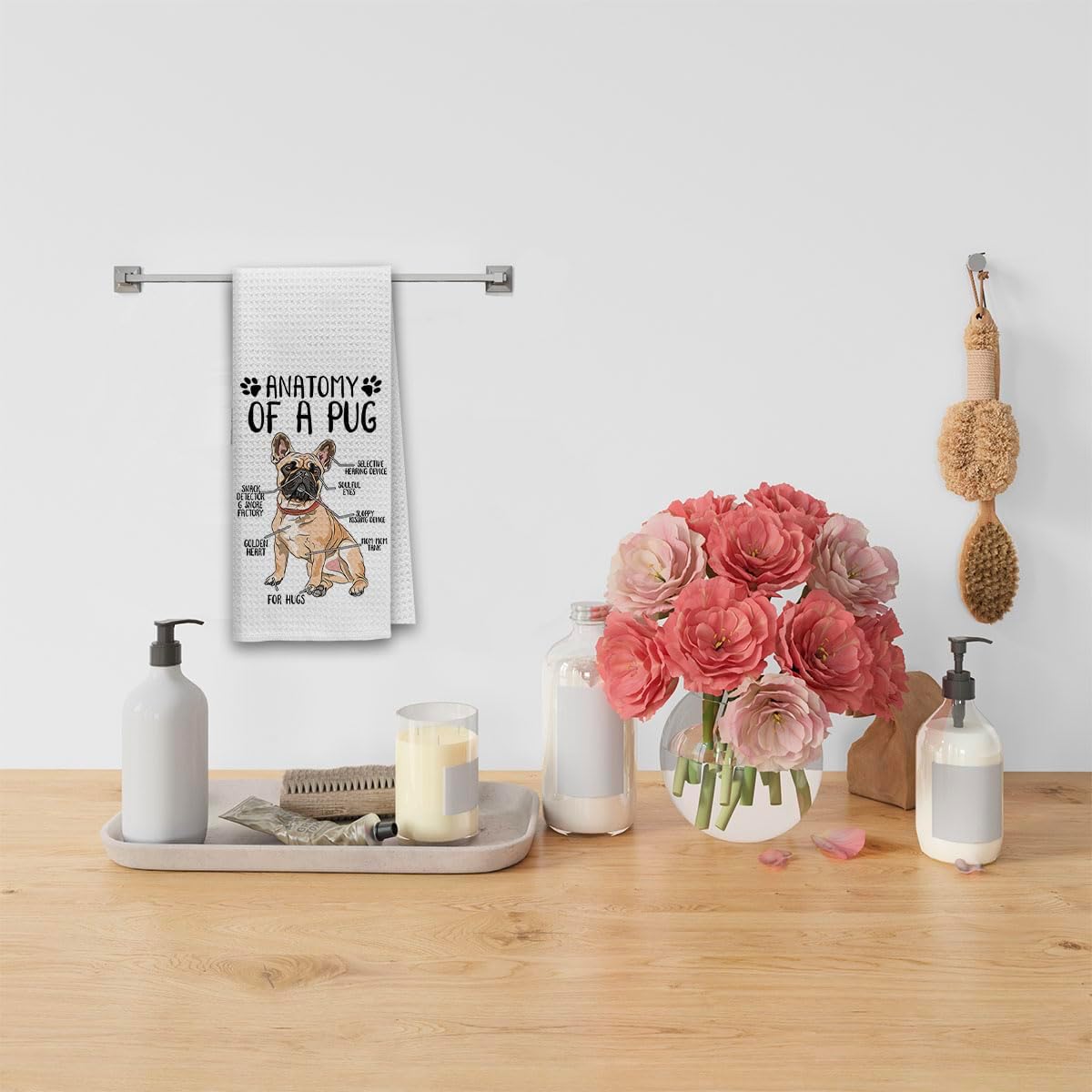 Dibor Funny Pug Kitchen Dish Towels Set