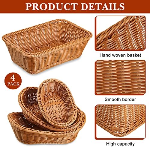 Mimorou 4 Pcs Wicker Bread Serving Baskets