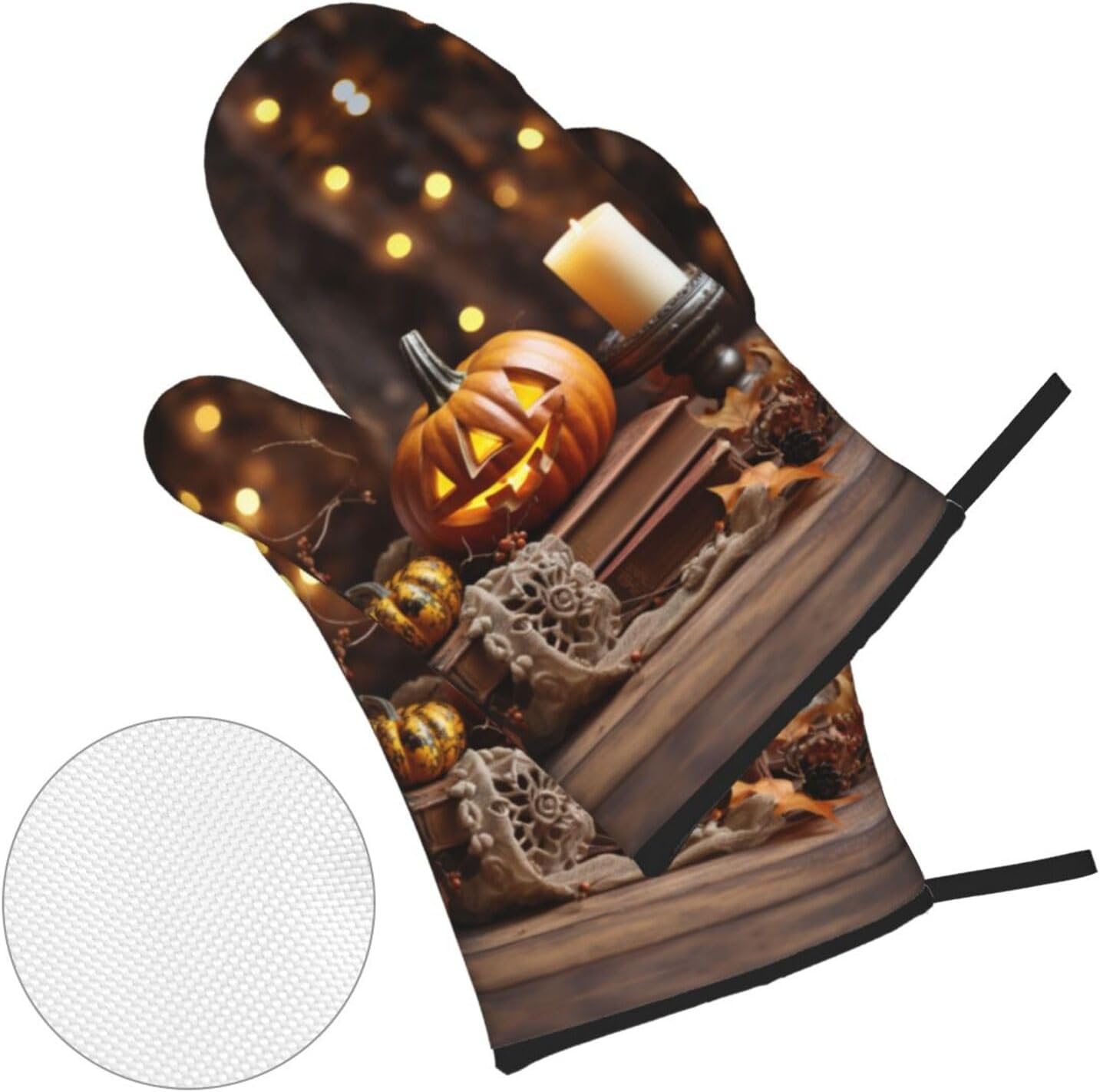 Halloween Pumpkin Print Oven Mitts 4pcs Set