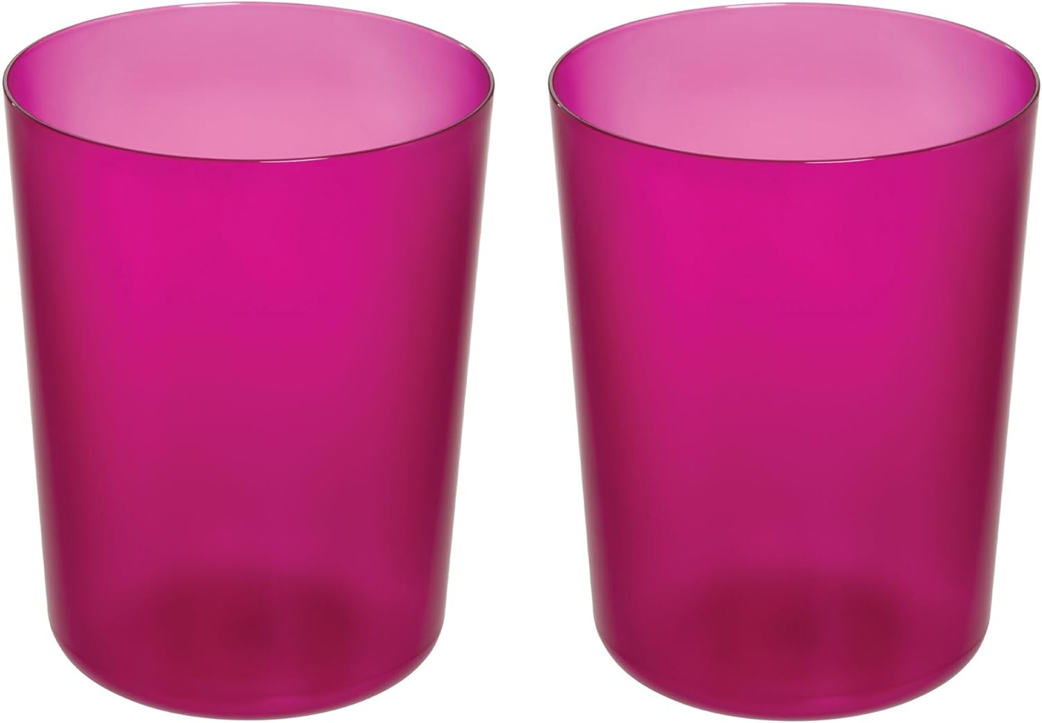 iDesign Small Round Plastic Trash Can Set of 2 - Magenta Pink