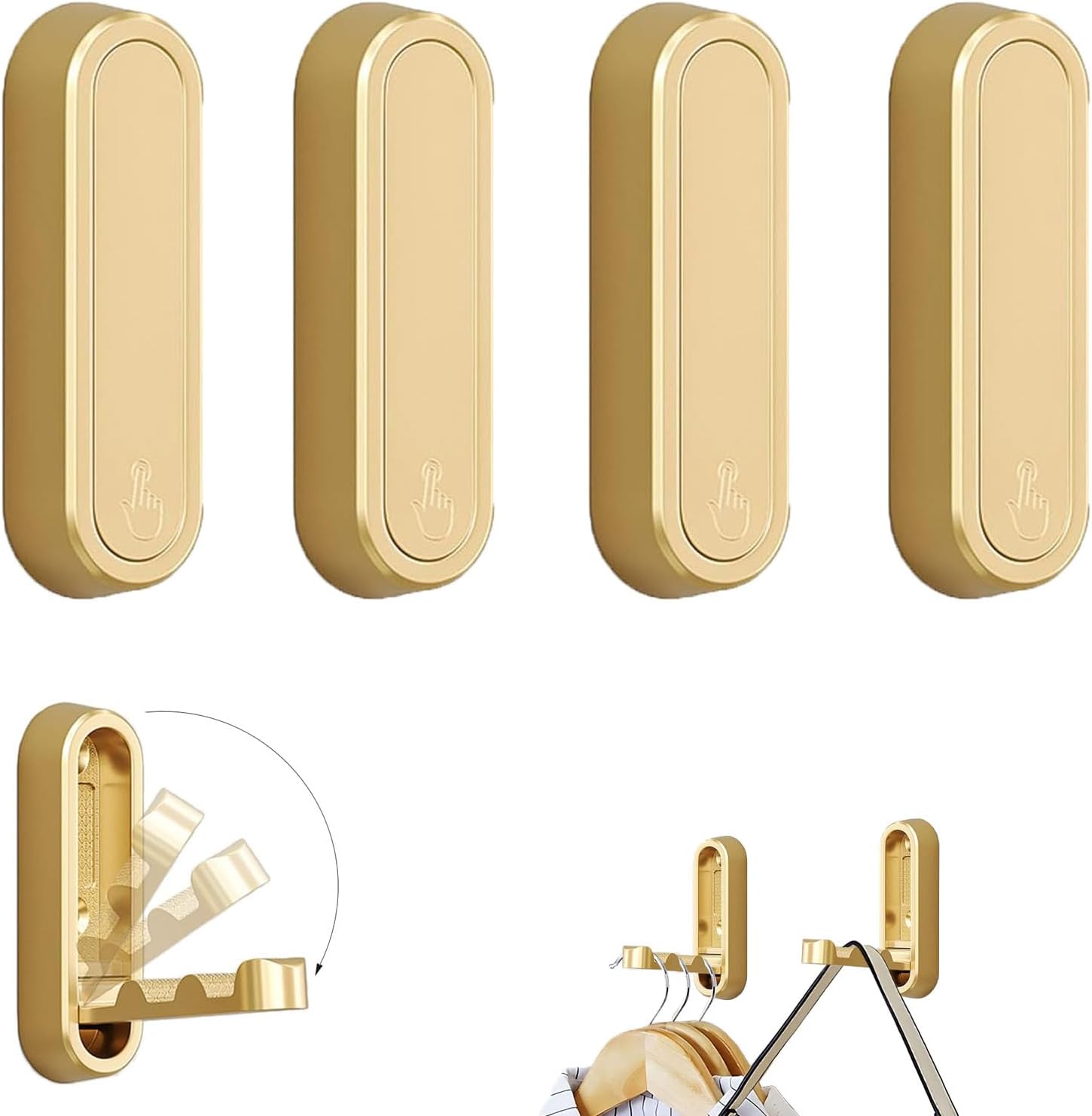 4PCS Heavy Duty Foldable Gold Wall Hooks