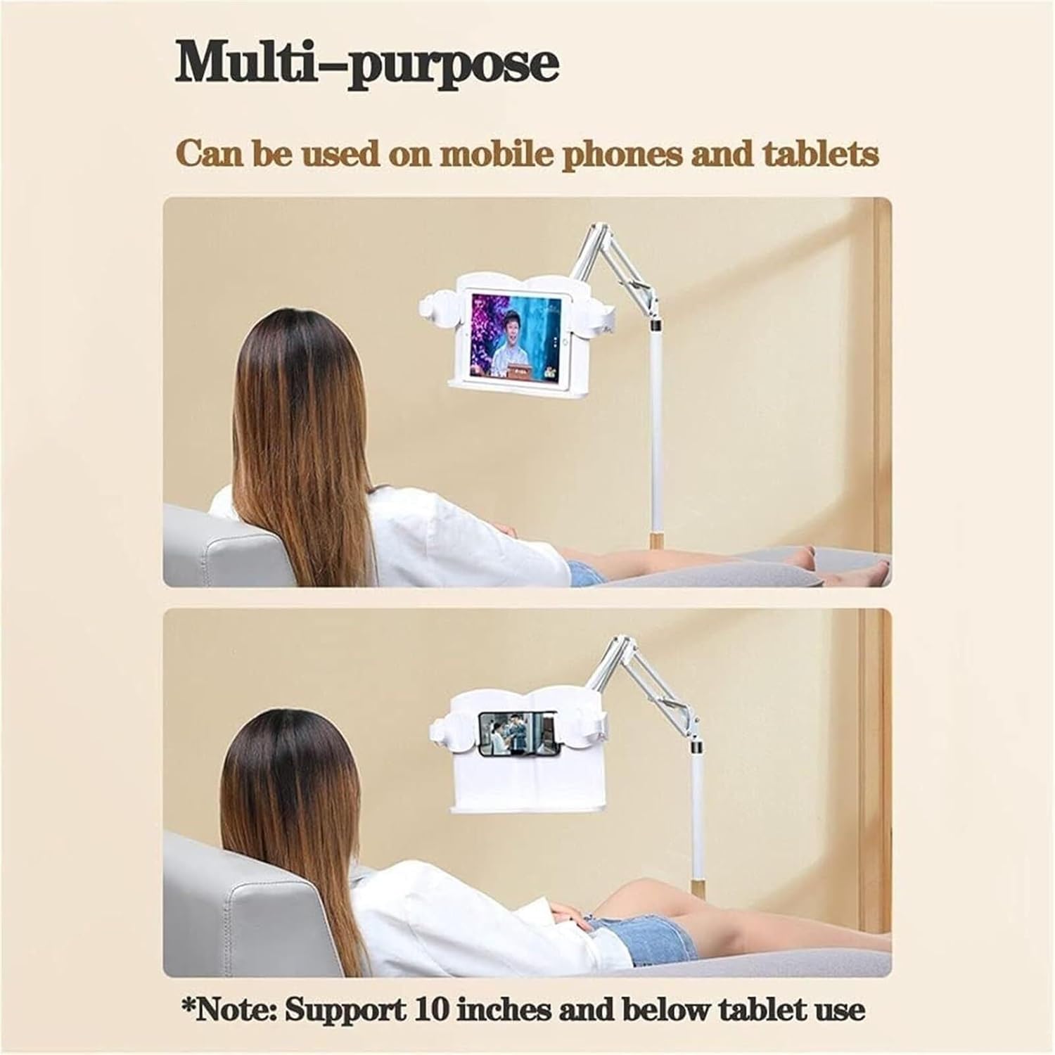 Adjustable Floor Stand for Tablet and Smartphone Reading