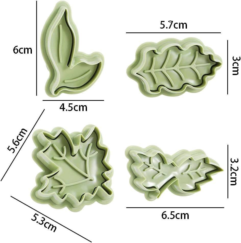 4Pcs Leaf Plunger Fondant Cutters for Baking and Decor