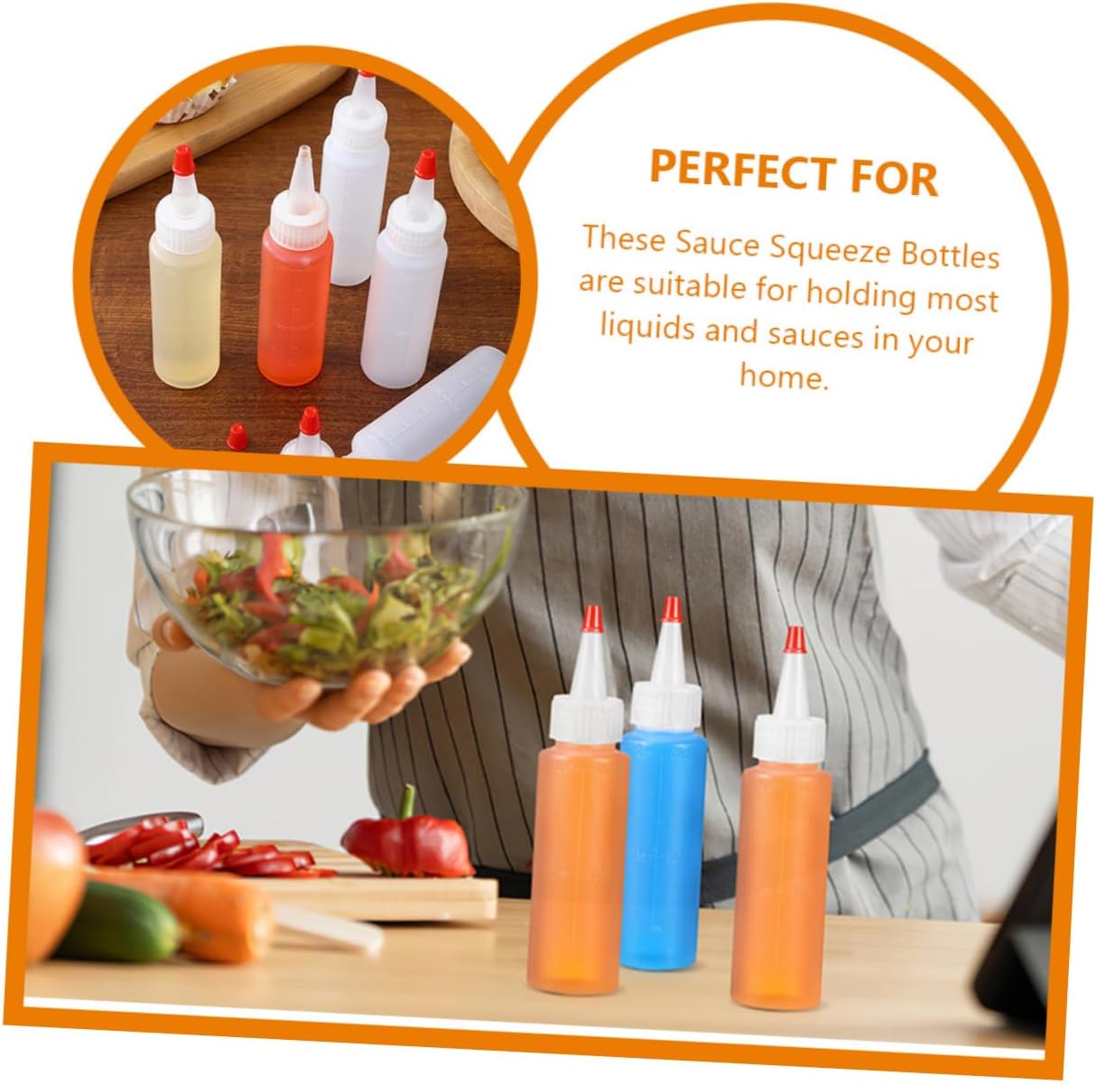 MAGICLULU 15pcs Mini Condiment Squeeze Bottles 2oz Set