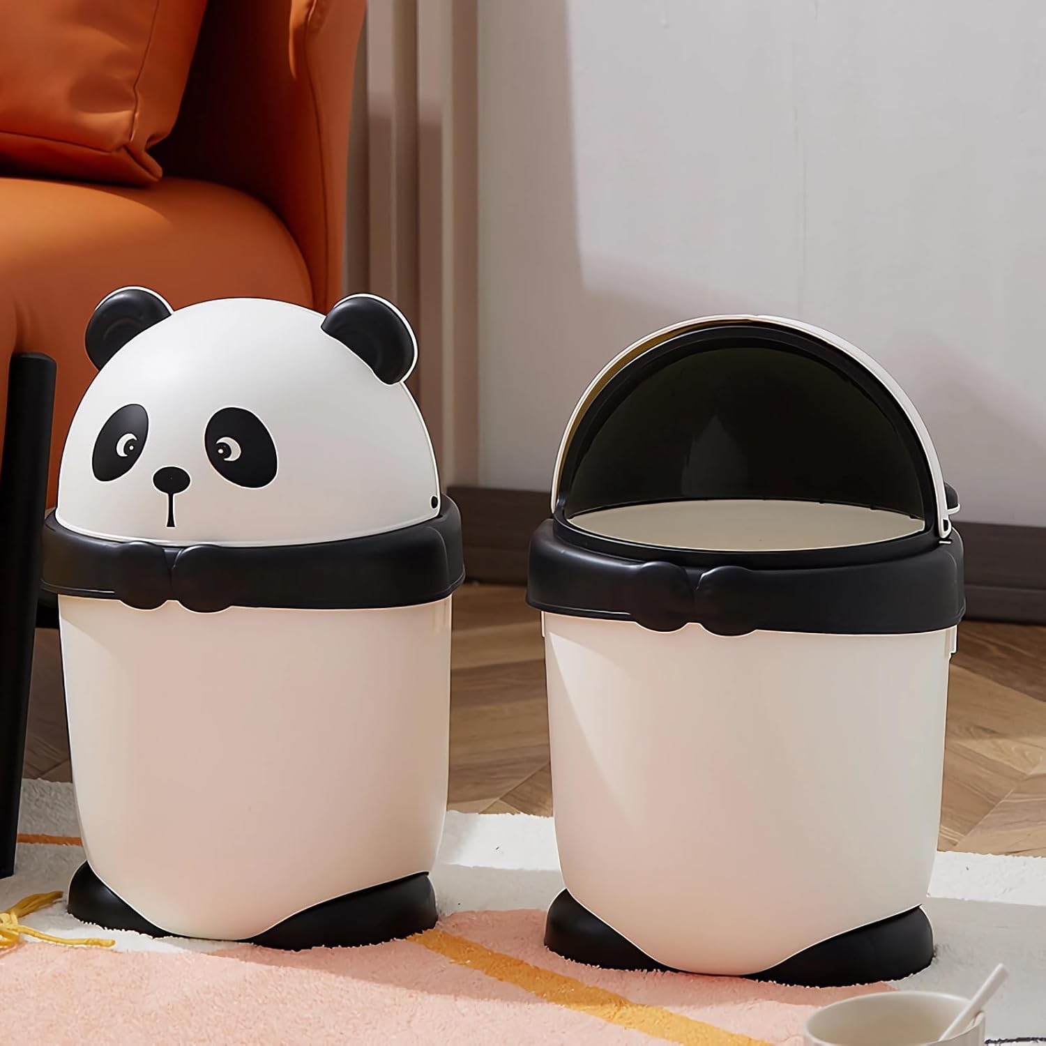 Cute Cartoon Panda Wastebasket with Swing Lid