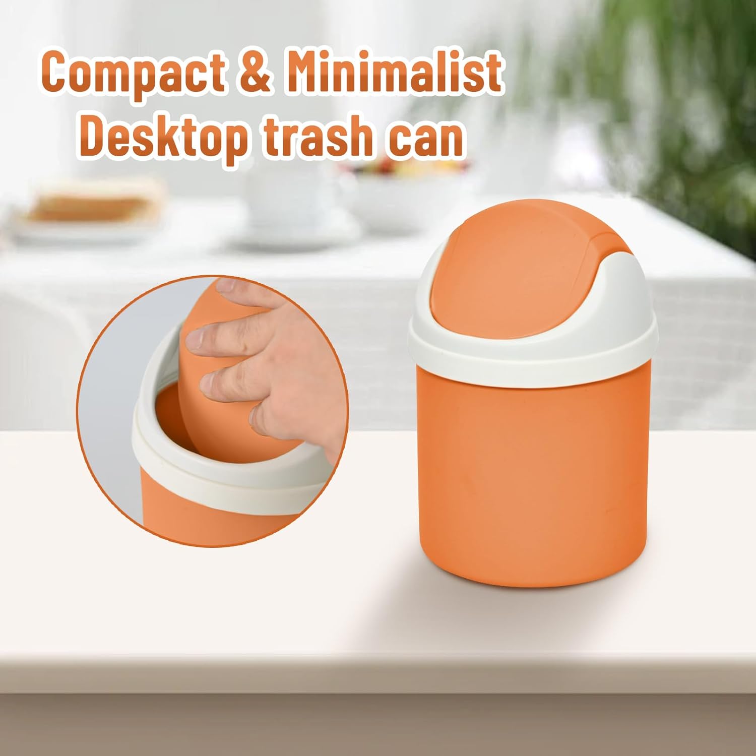OLIREXD Desktop Mini Plastic Waste Garbage Can with Lid 1