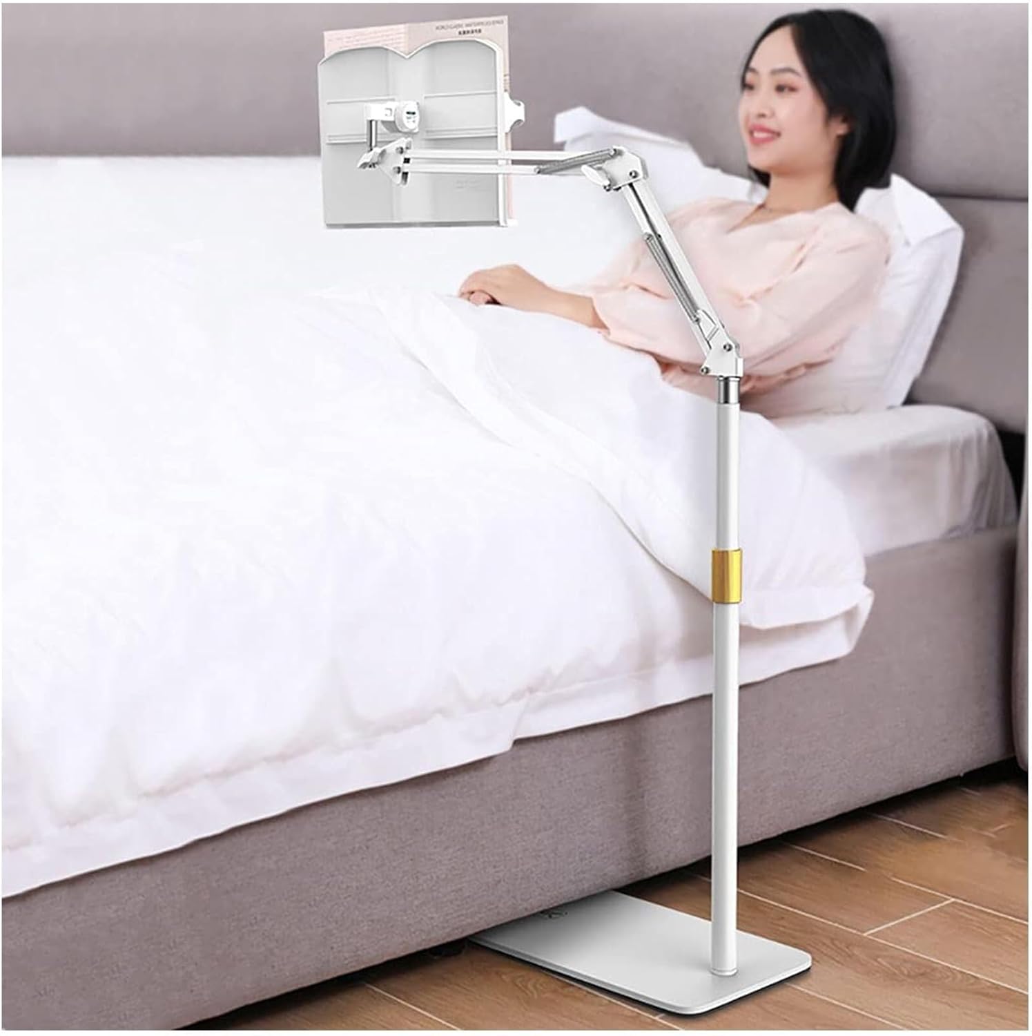 Adjustable Floor Stand for Tablet and Cookbook