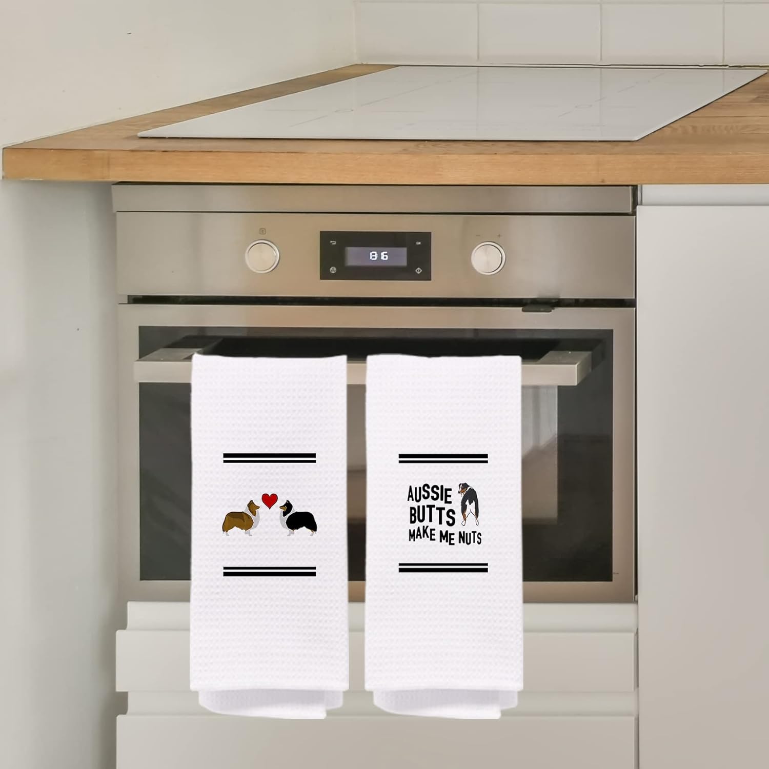 NEGIGA Funny Aussie Dogs Bath Dish Towels Set of 2 24x16 Inch