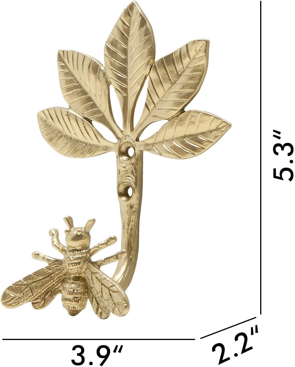 Soffee Design Gold Bee Leaf Wall Hooks Set of 2