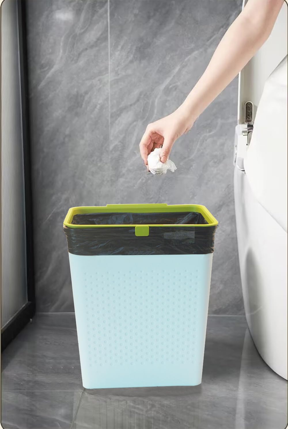 Feisco 3 Gallon White Wastebasket for Bathroom Kitchen