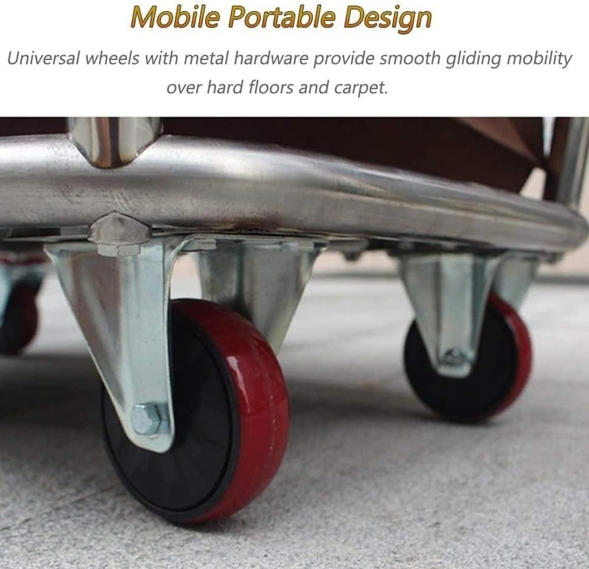 Commercial Laundry Cart with Wheels and Stainless Steel Frame