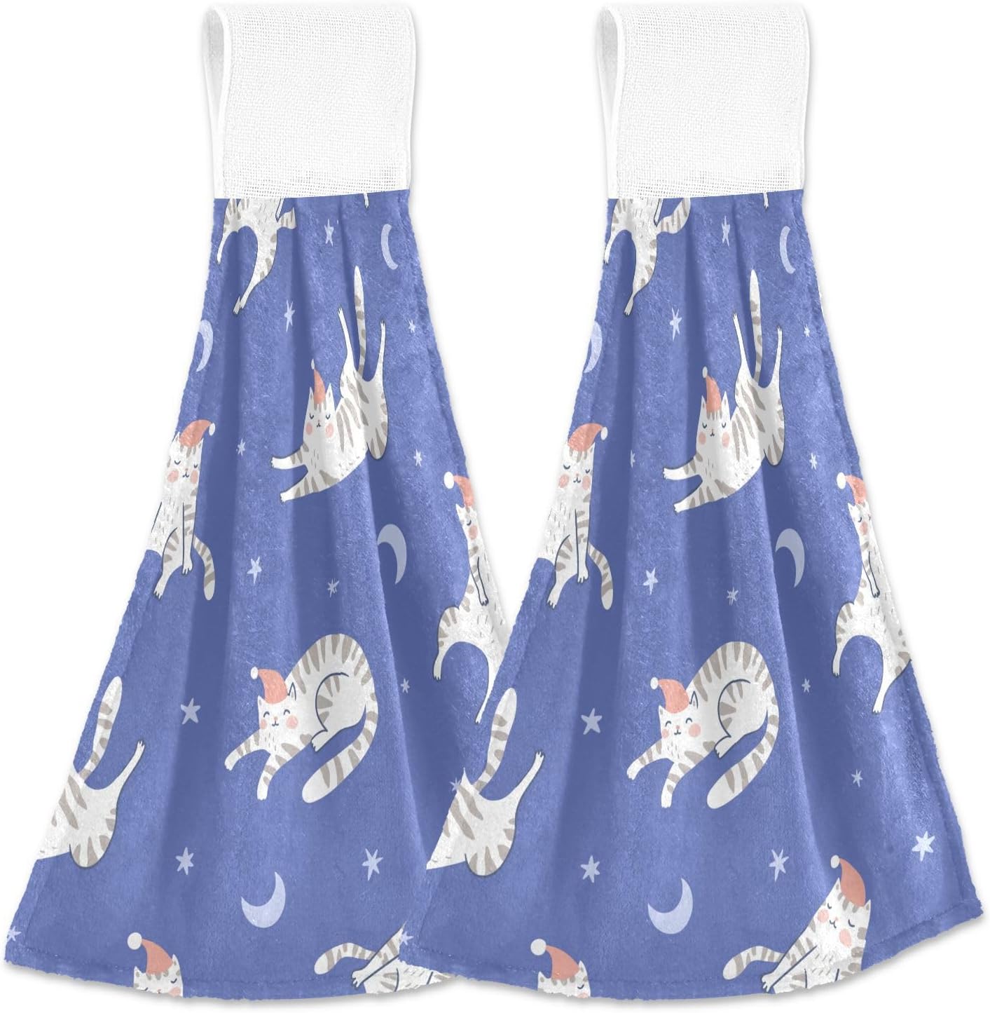 OTVEE Sleeping Cats Pattern Dish Towels 2 Pieces