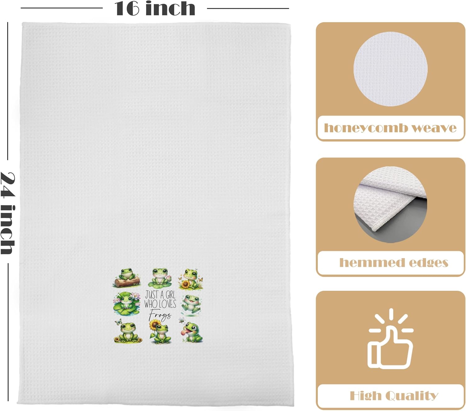 Frog Gifts Decorative Waffle Dish Towels 16x24 Inch
