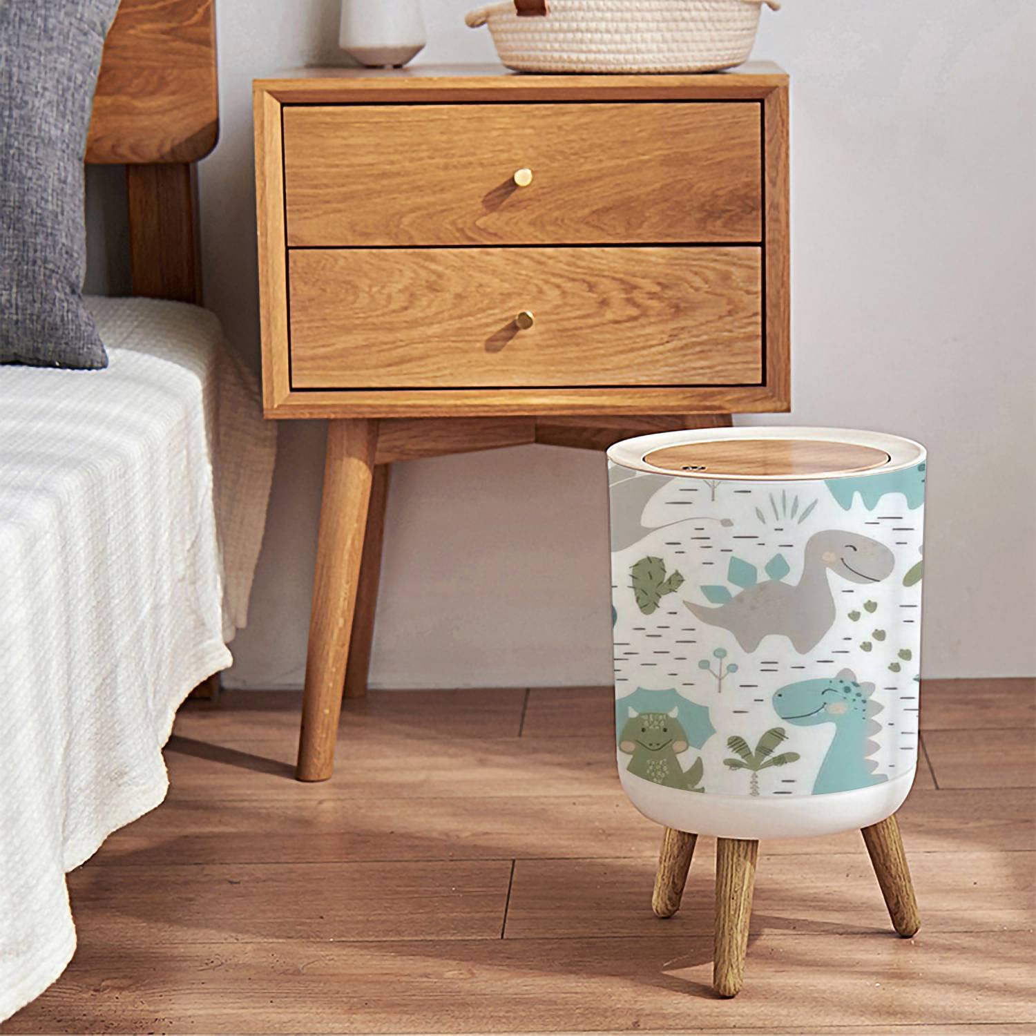 Small Dinosaur Trash Can with Lid 7L
