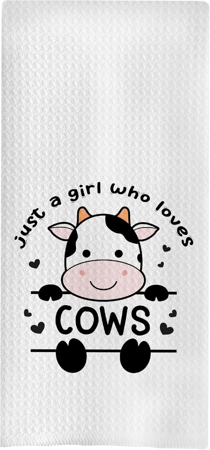 Just A Girl Who Loves Cows Dish Towels - 16x24 Inch Waffle Fabric