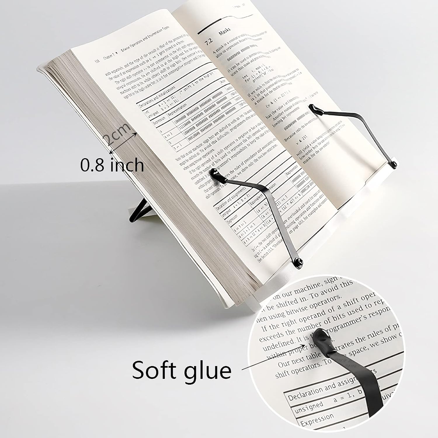 Adjustable White Cookbook Stand Holder with 5 Angles and Height