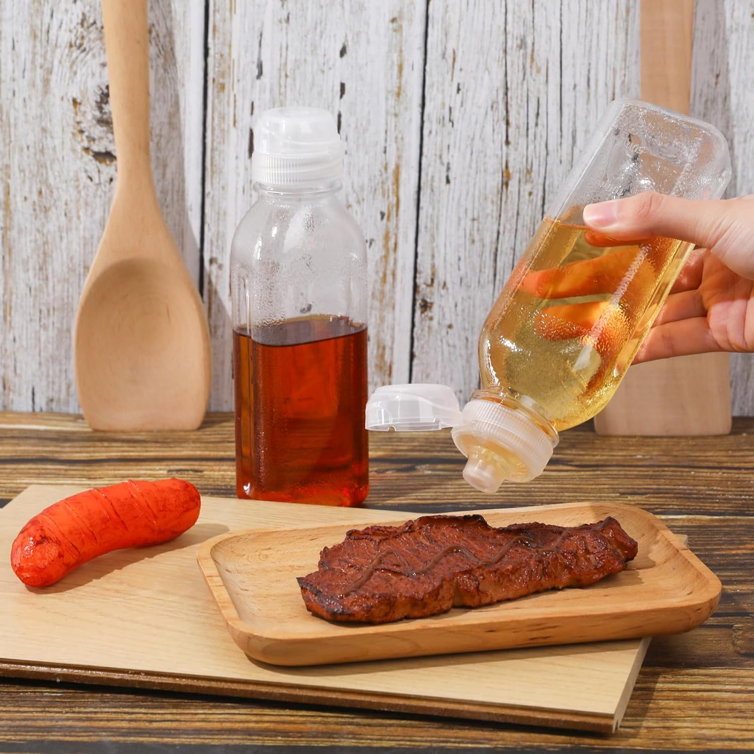 Mozeat Lens 10oz Condiment Squeeze Bottles 2 Pack