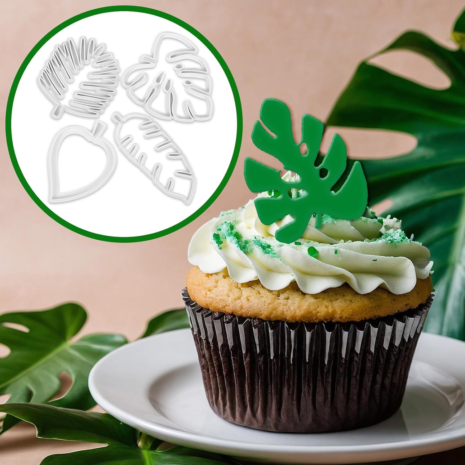 Telooco 4Pcs Hawaiian Leaf Cookie Cutters Set