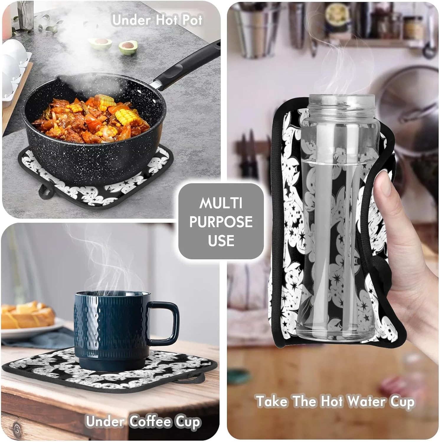 Aglebo Halloween Bats Oven Mitts Pot Holders Set of 2