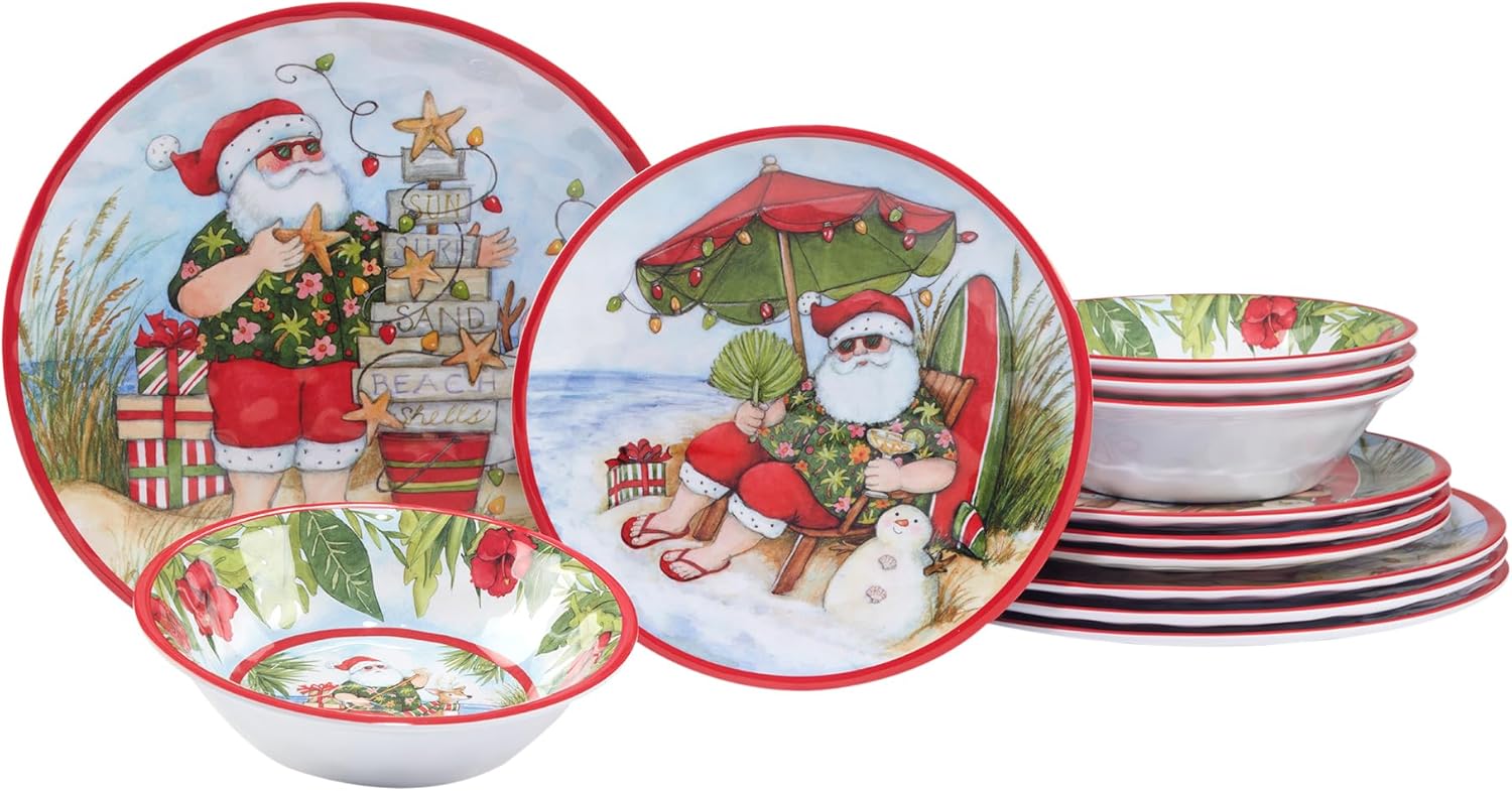 Certified International Santas Wish Melamine Dinnerware Set 12 Piece 1