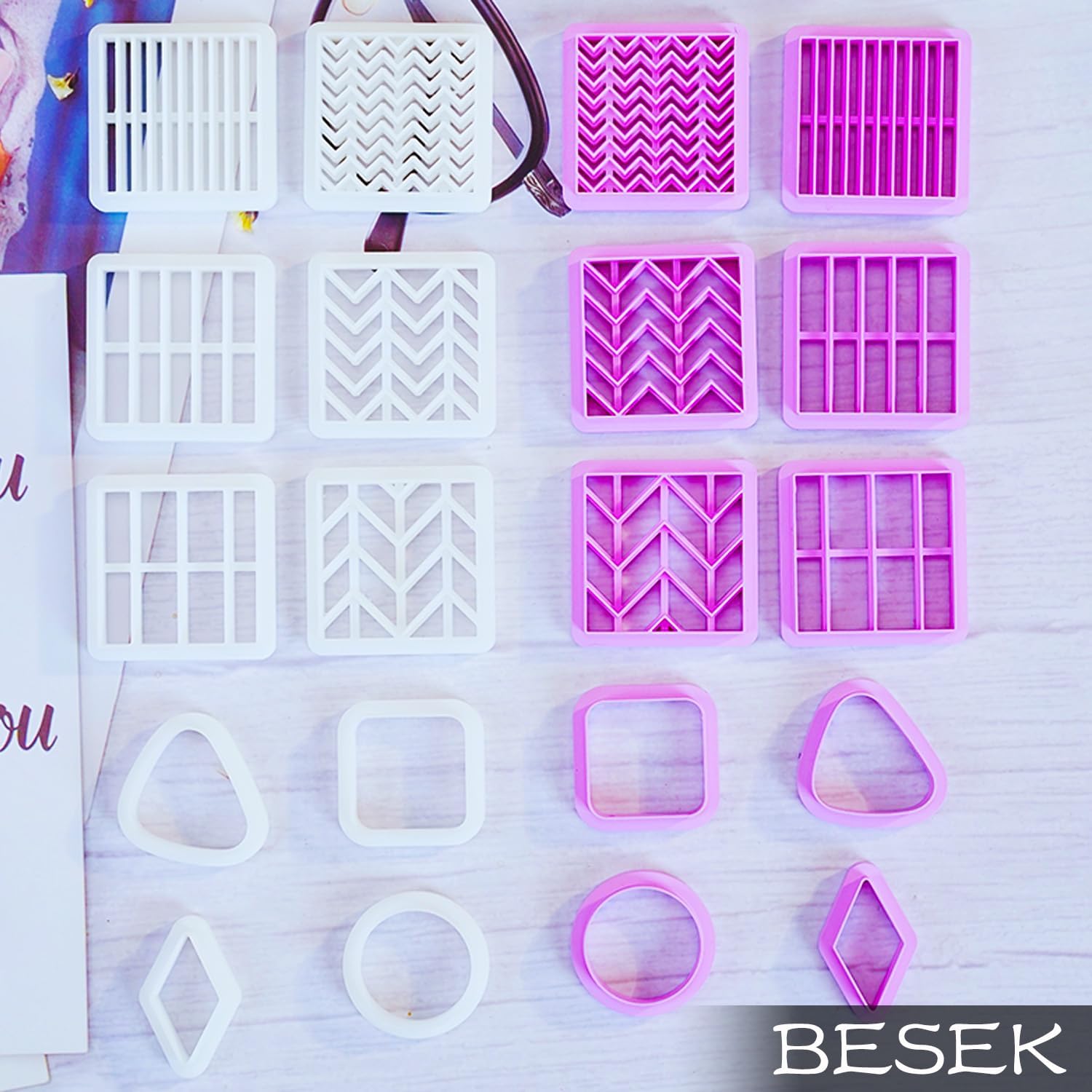BESEK 10 Pcs Square Polymer Clay Cutters for Jewelry