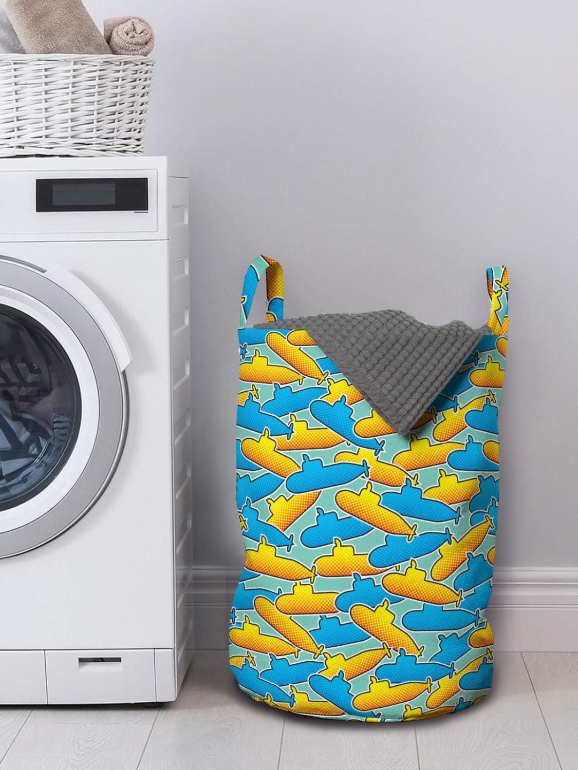 Ambesonne Yellow Submarine Laundry Basket 13 x 19