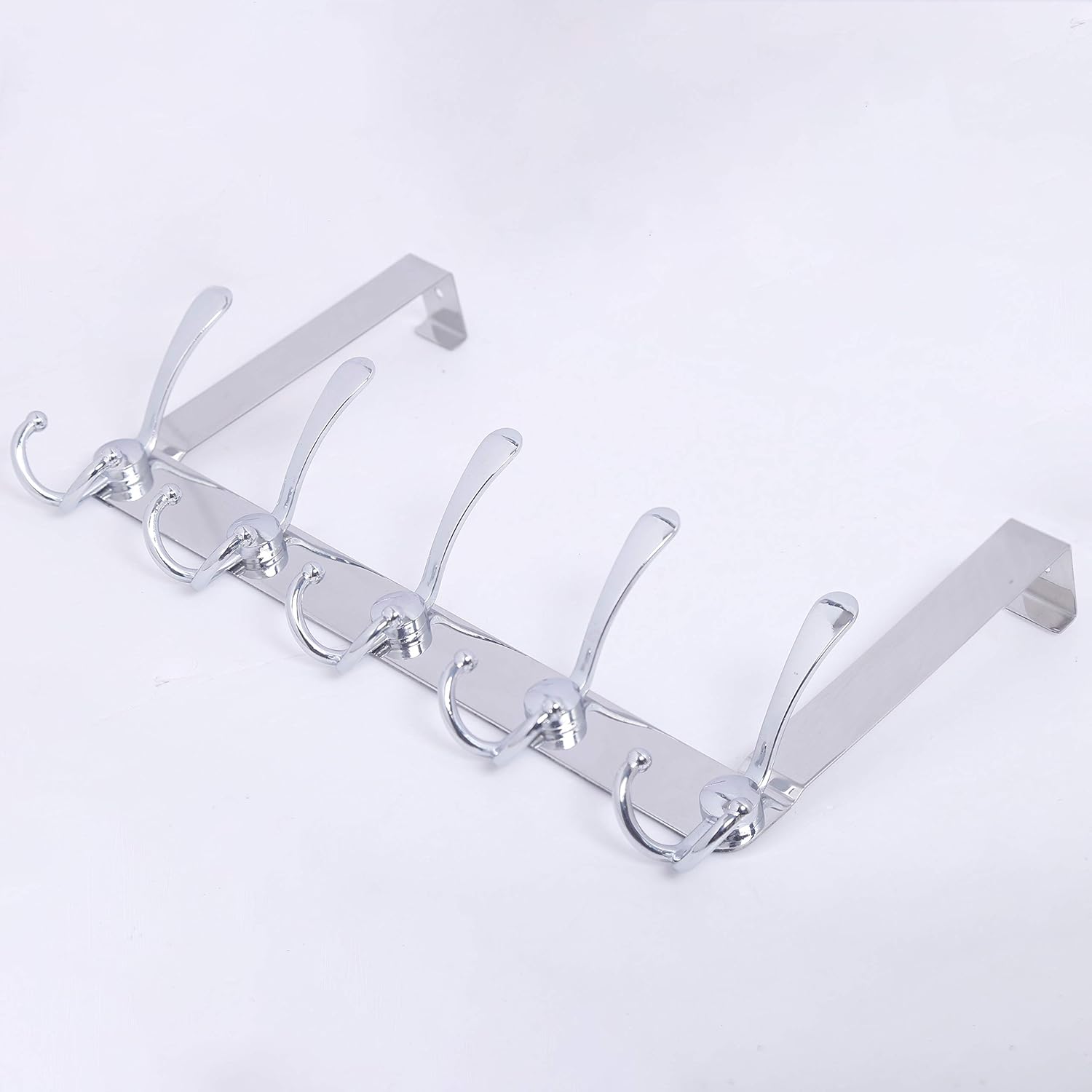 WEBI Over The Door Hook Rack with 5 Tri Hooks - Silver