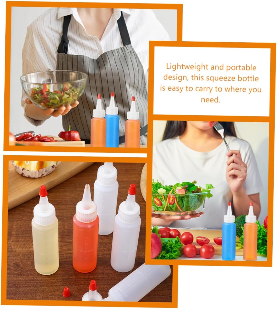 MAGICLULU 15pcs Mini Condiment Squeeze Bottles 2oz Set