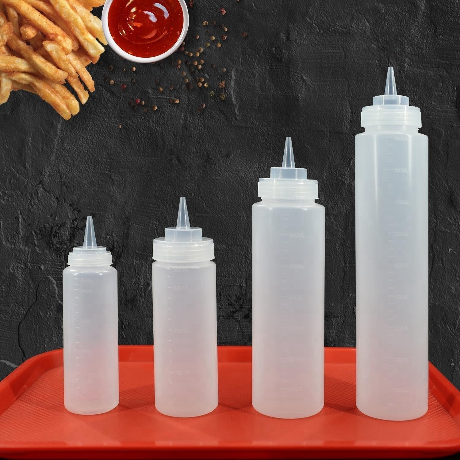 Jiwins 6 Pack 8 oz Condiment Squeeze Bottles with Tip Cap