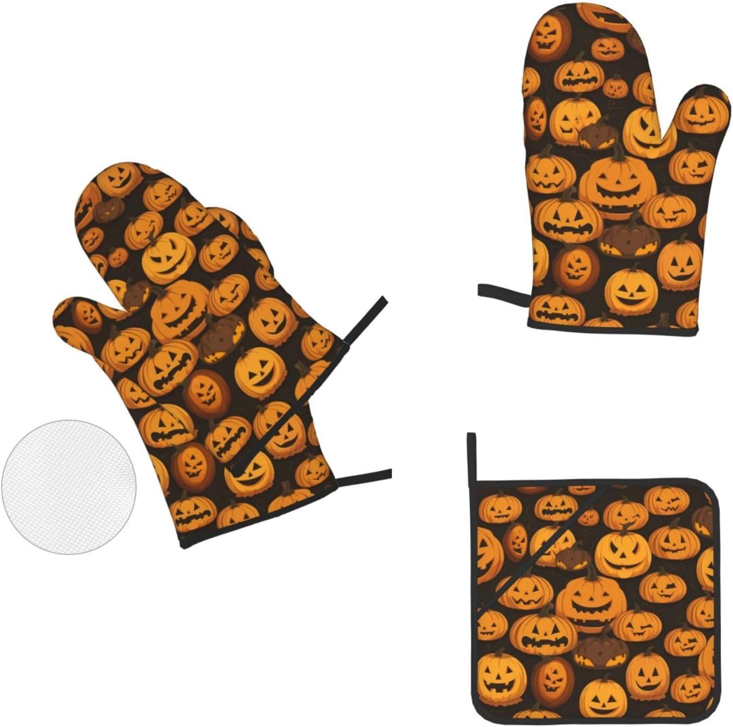 Halloween Pumpkin Oven Mitts and Pot Holders Set of 4 1