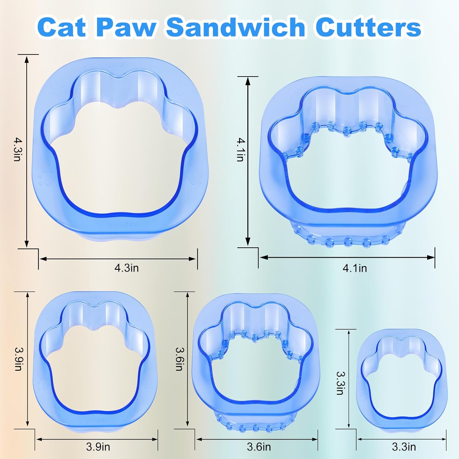 NPET 5 PCS Cat Paw Sandwich Cutter and Sealer for Kids